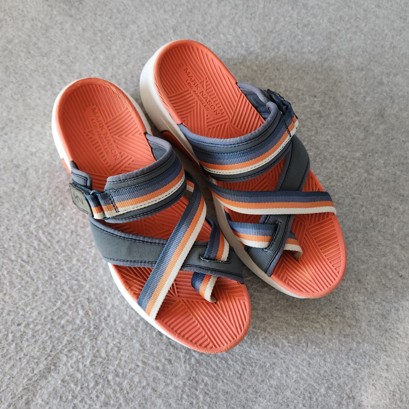Mark Nason Modern Jogger 2.0 Wedge Sandals Cushion Comfort Orange Blue Women's 9 - Thumbnail 2