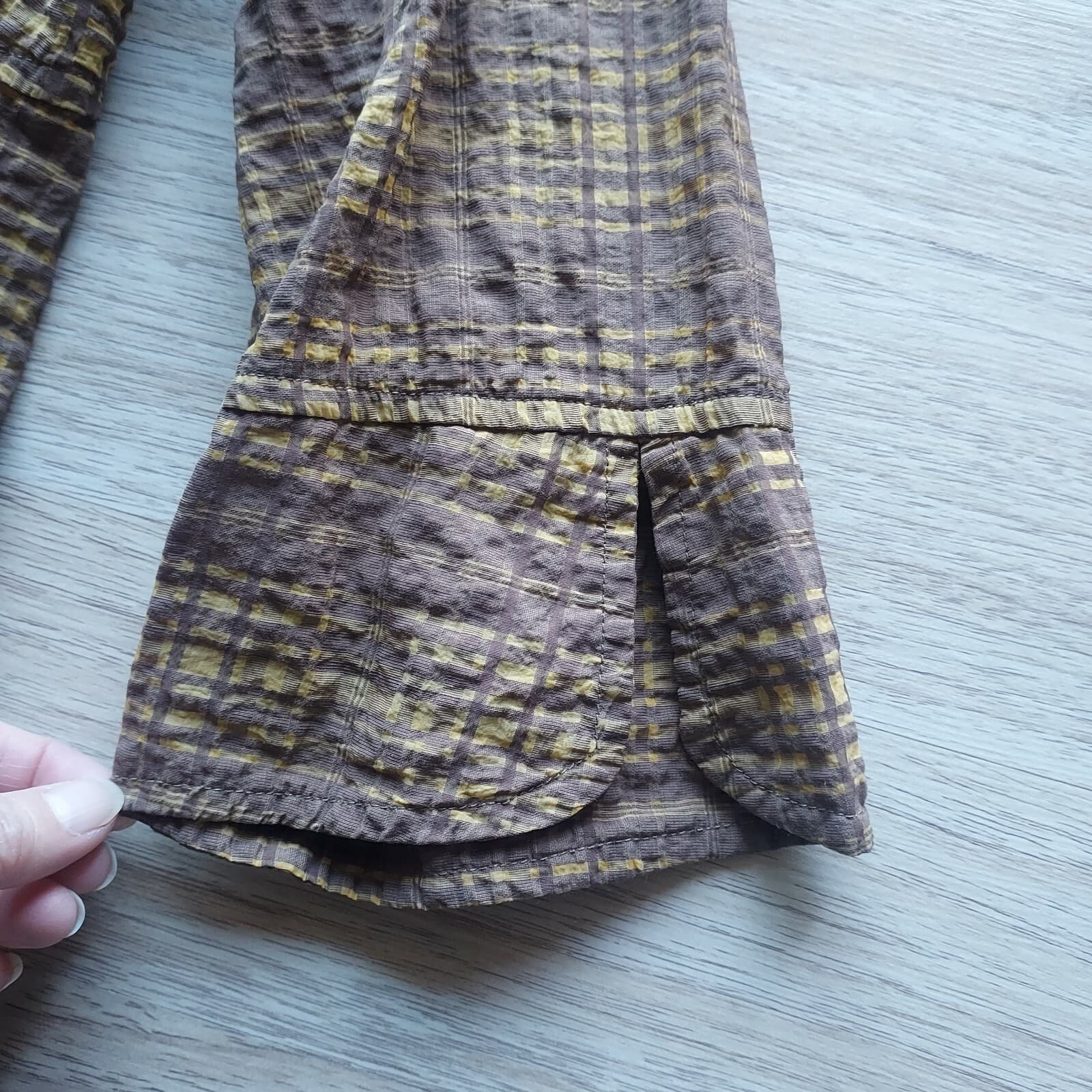 Cut Loose Tartan Blazer Lightweight Button Long Sleeve Yellow-Brown Women XL USA - Thumbnail 6