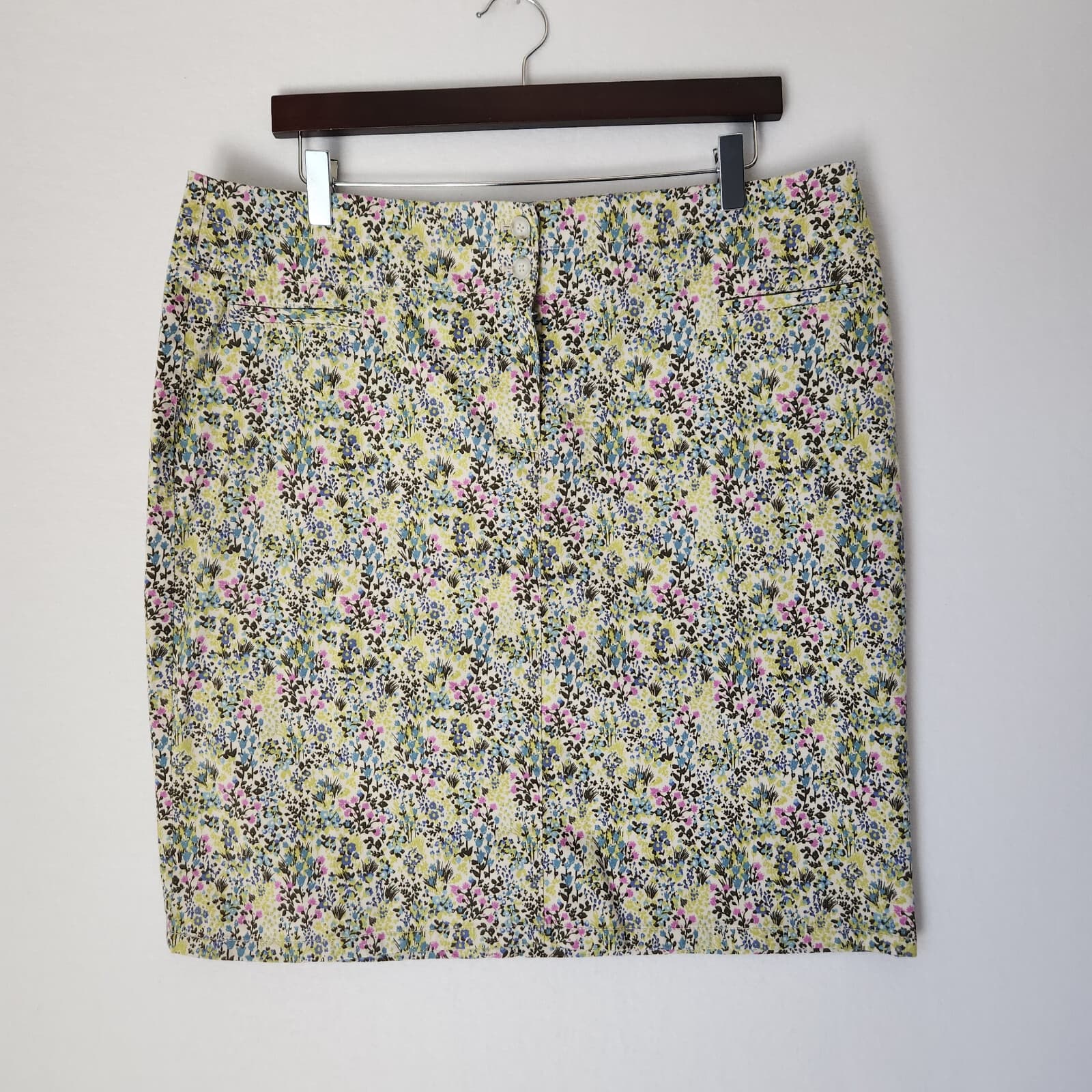 NWoT J.Jill Live in Chino Floral Pencil Mini Skirt Zip Pocket Multicolor Sz.14 - Thumbnail 3