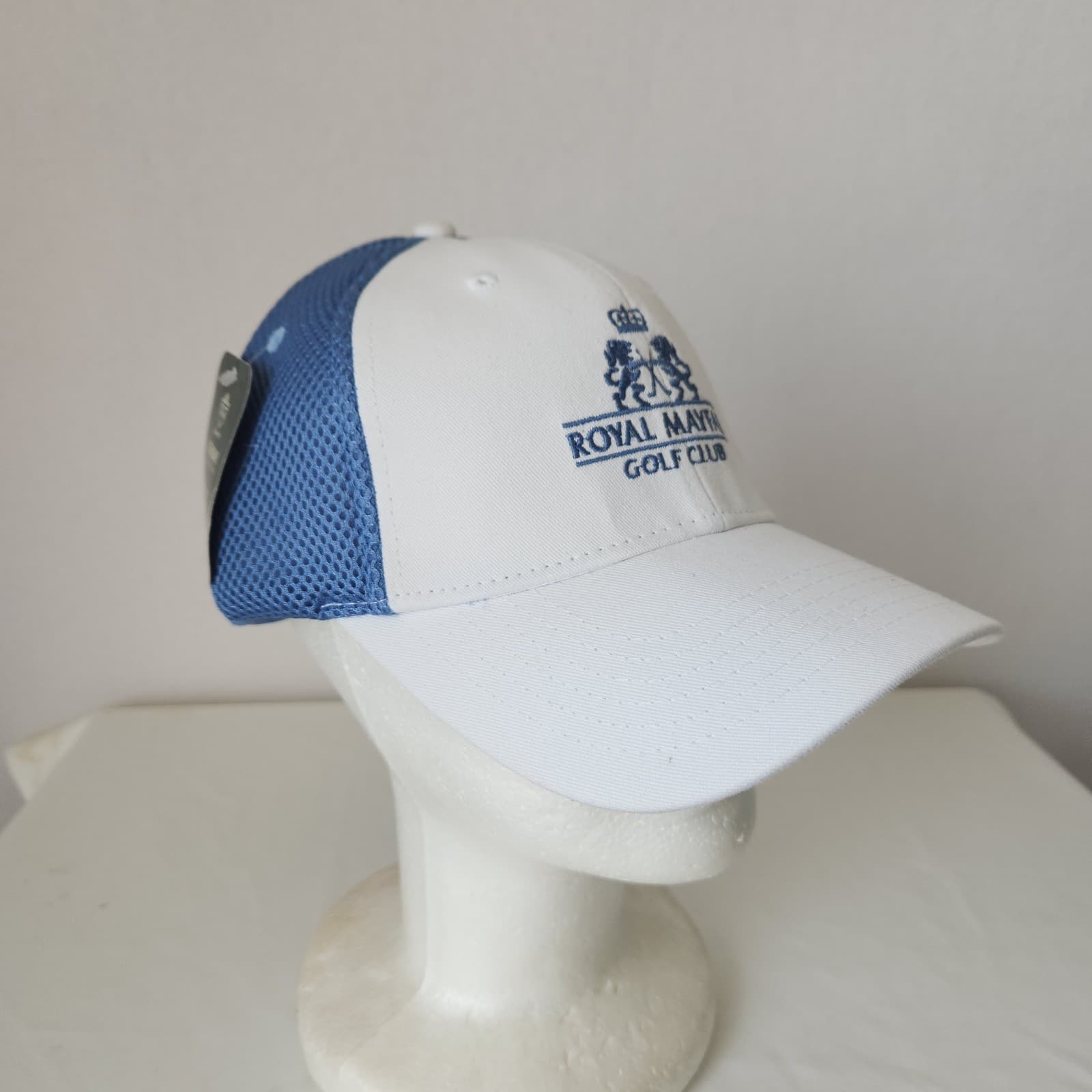 NWoT Legendary Royal Mayfair Golf Club Hat Cap Stretch Perfect Fit Blue White - Thumbnail 3