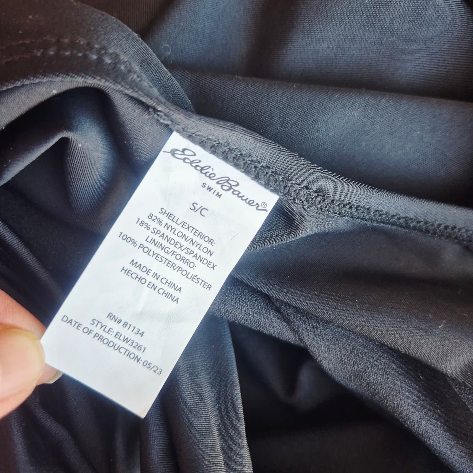 NWoT Eddie Bauer One Piece Swimsuit Ruched-Waist Shaping Cross-Back Black Sz.S - Thumbnail 11