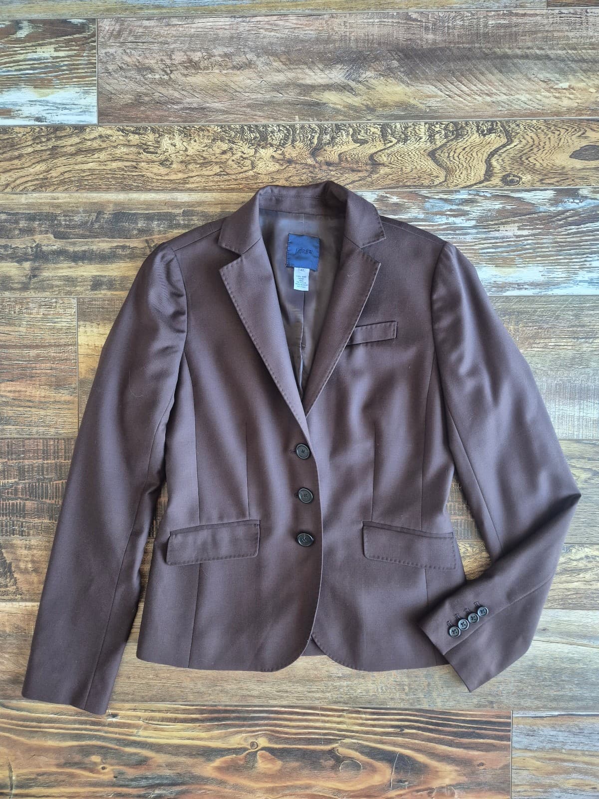 J.Crew Super 120's Wool Single-Breast 3-Button Schoolboy Blazer Brown Womens 4T - Thumbnail 2