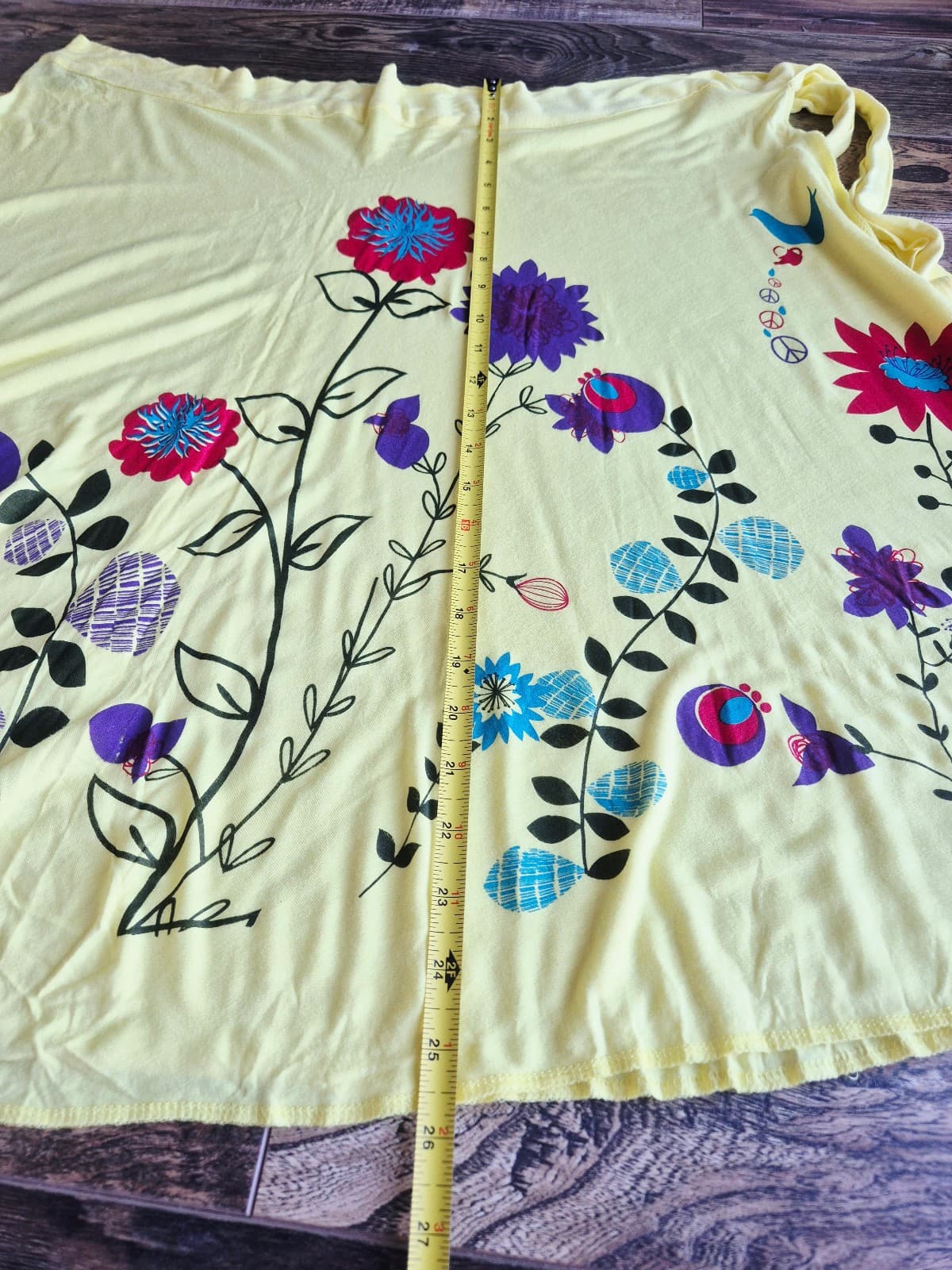 Lakhay's Collection Made in Nepal Floral Wrap Skirt Knit Viscose Yellow One Size - Thumbnail 8