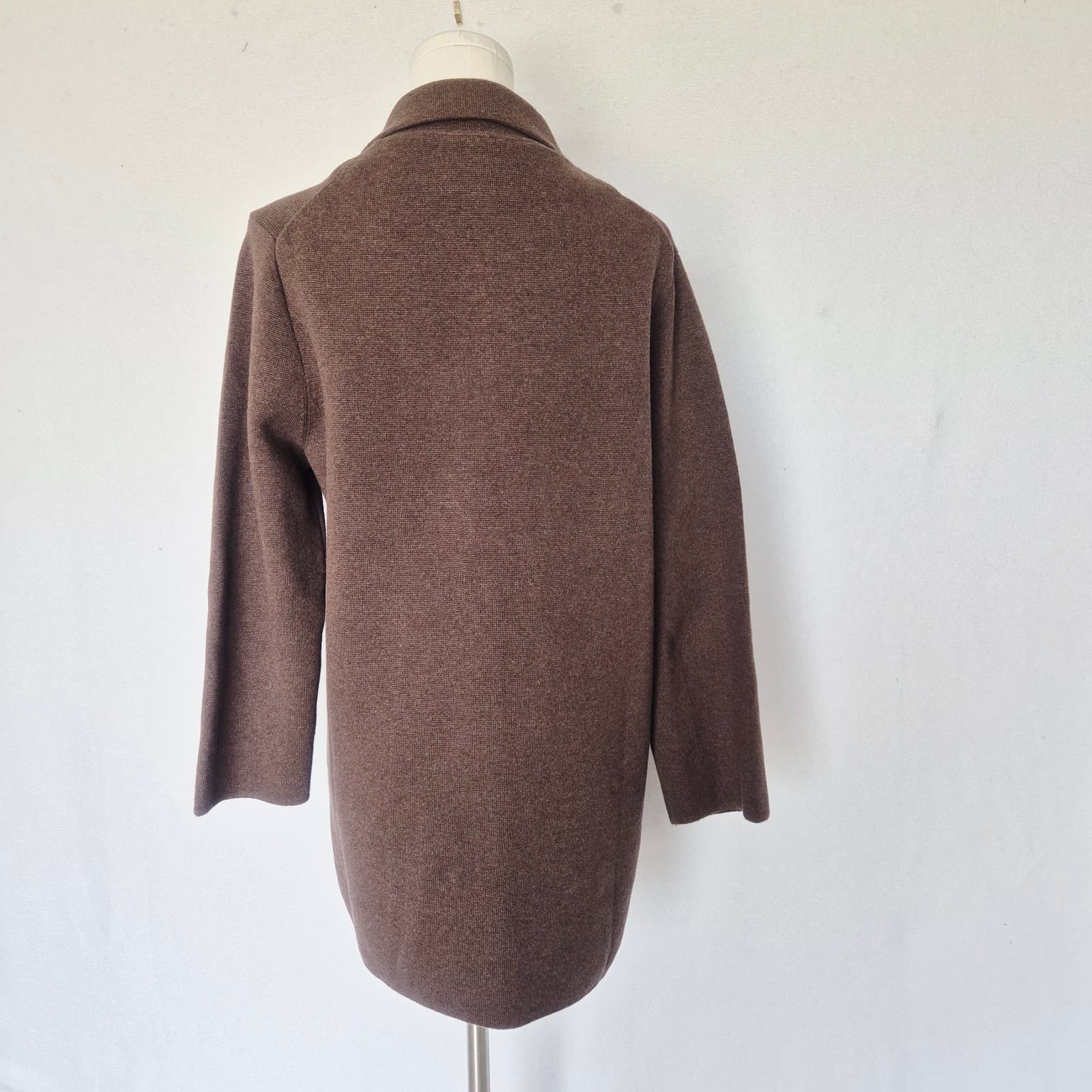 Quince 100% Organic Cotton Knit Blazer Open-Front Pocket Heather Brown Women's M - Thumbnail 9