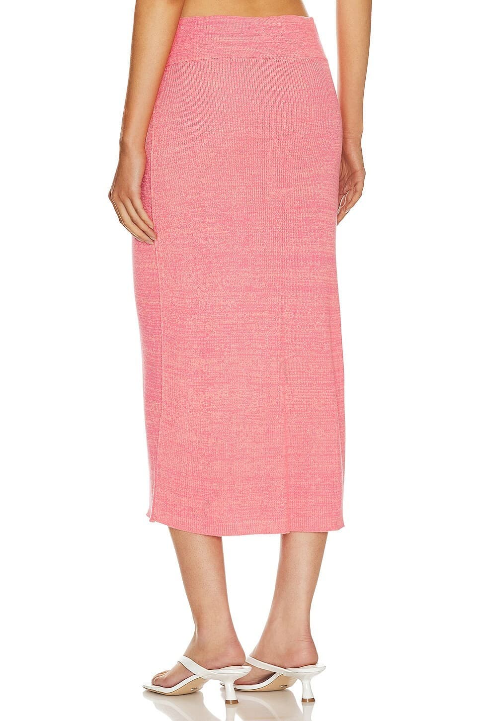 Free People Golden Hour Ribbed Knit Midi Skirt Side-Slit Pull-On Camelia Sz.XS - Thumbnail 7