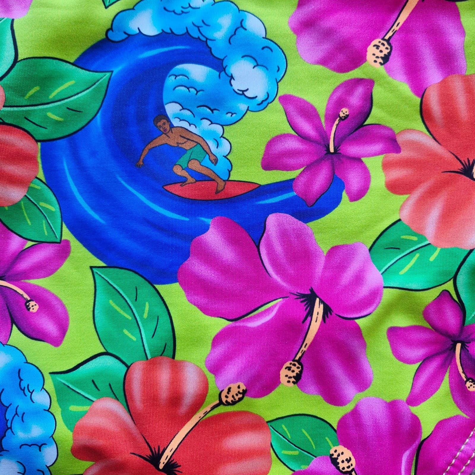 Frankie's Bikinis 2 Piece Bikini Floral Neon Surfer Bandeau High-Waist Bottom M - Thumbnail 14