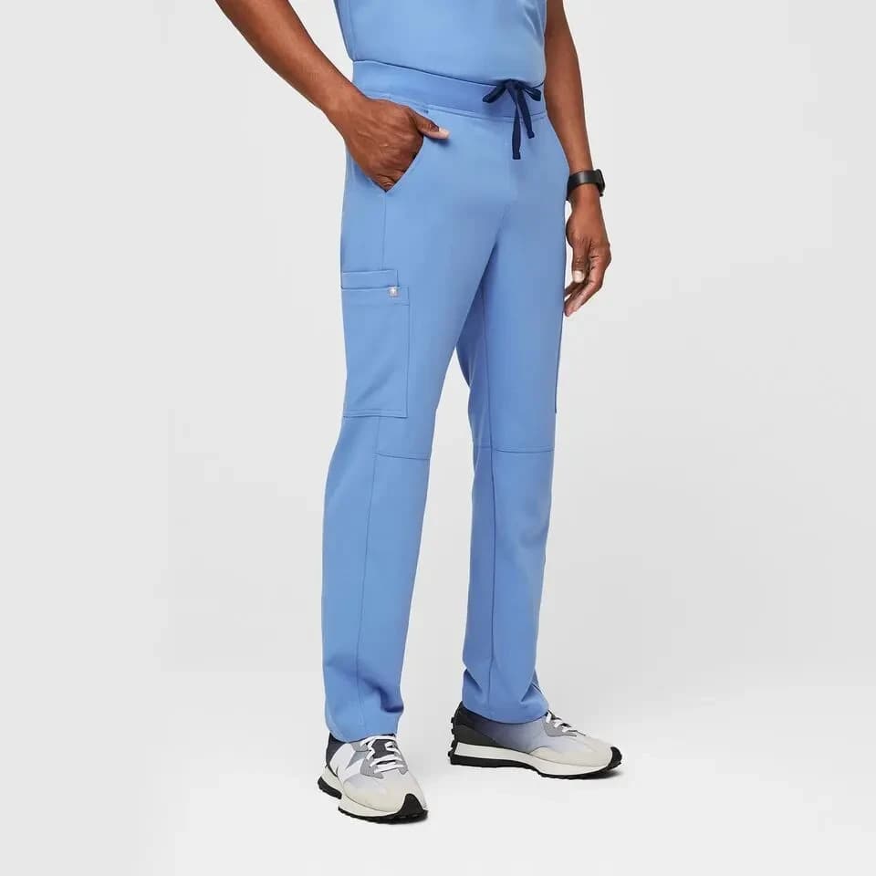 NEW FIGS Axim Straight-Leg Cargo Scrub Pants Pull-On 7-Pocket Ceil Blue Men's XL - Thumbnail 7