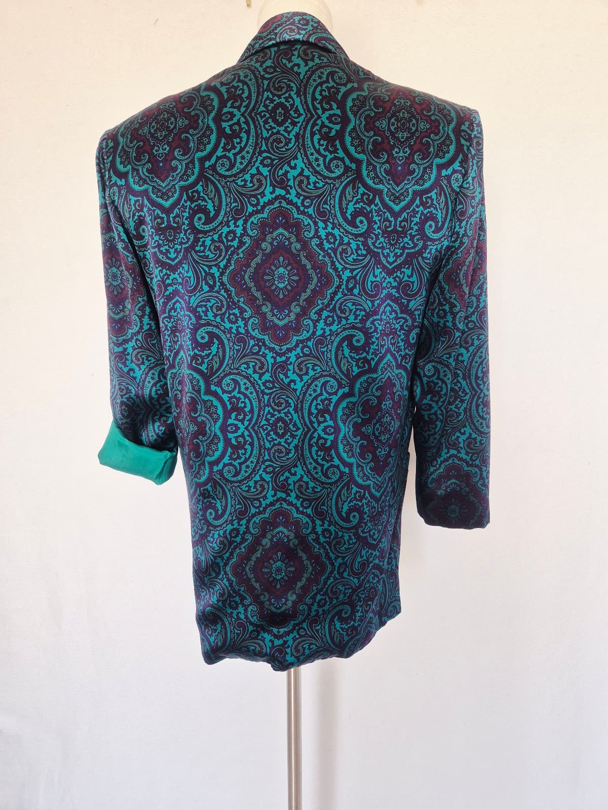 Vintage Linda Allard Ellen Tracy Silk Paisley Tailored Relax Blazer Green Size 4 - Thumbnail 5