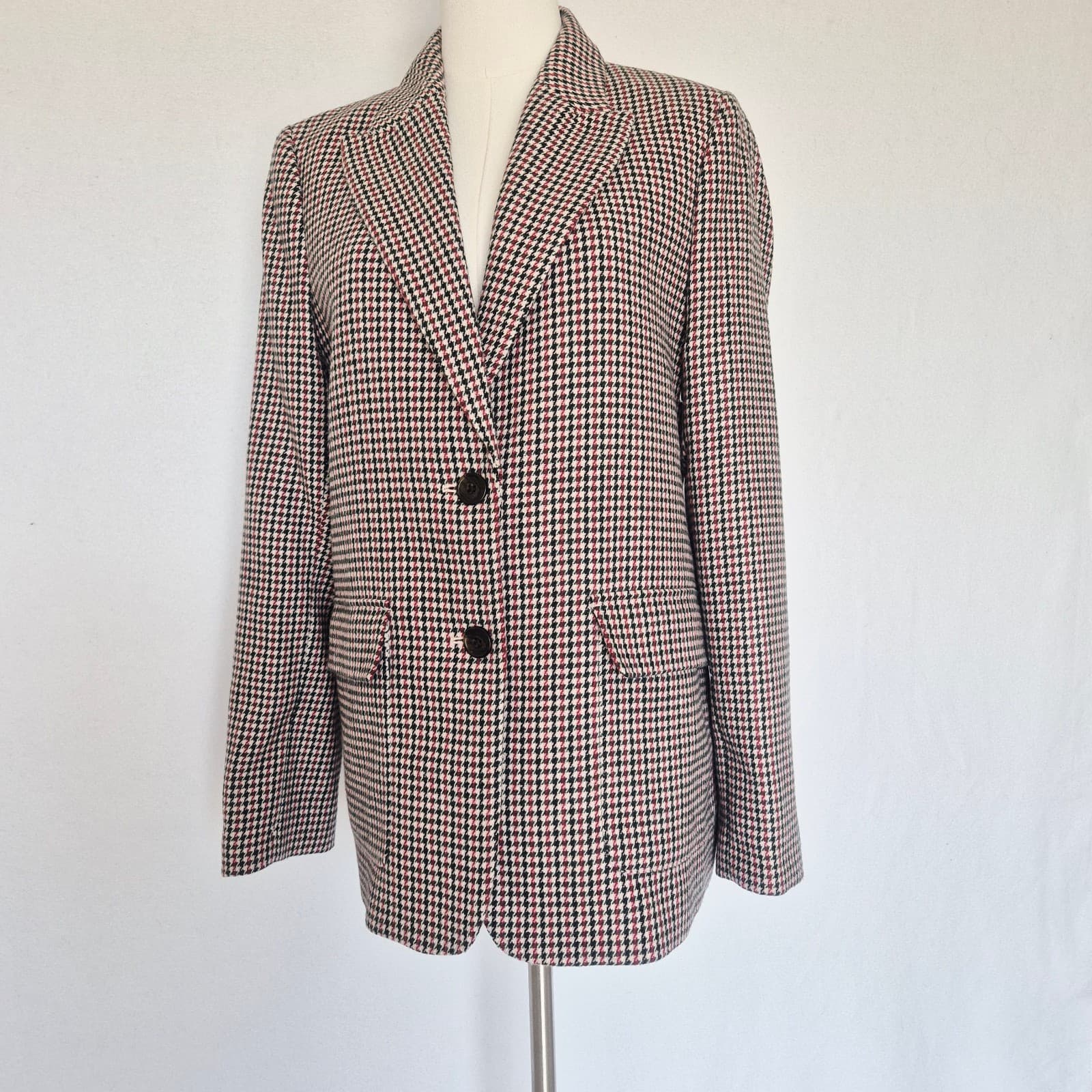 NWT J.Crew Lanificio Nello Gori Italian Wool Houndstooth Boyfriend Blazer Size 8 - Thumbnail 4