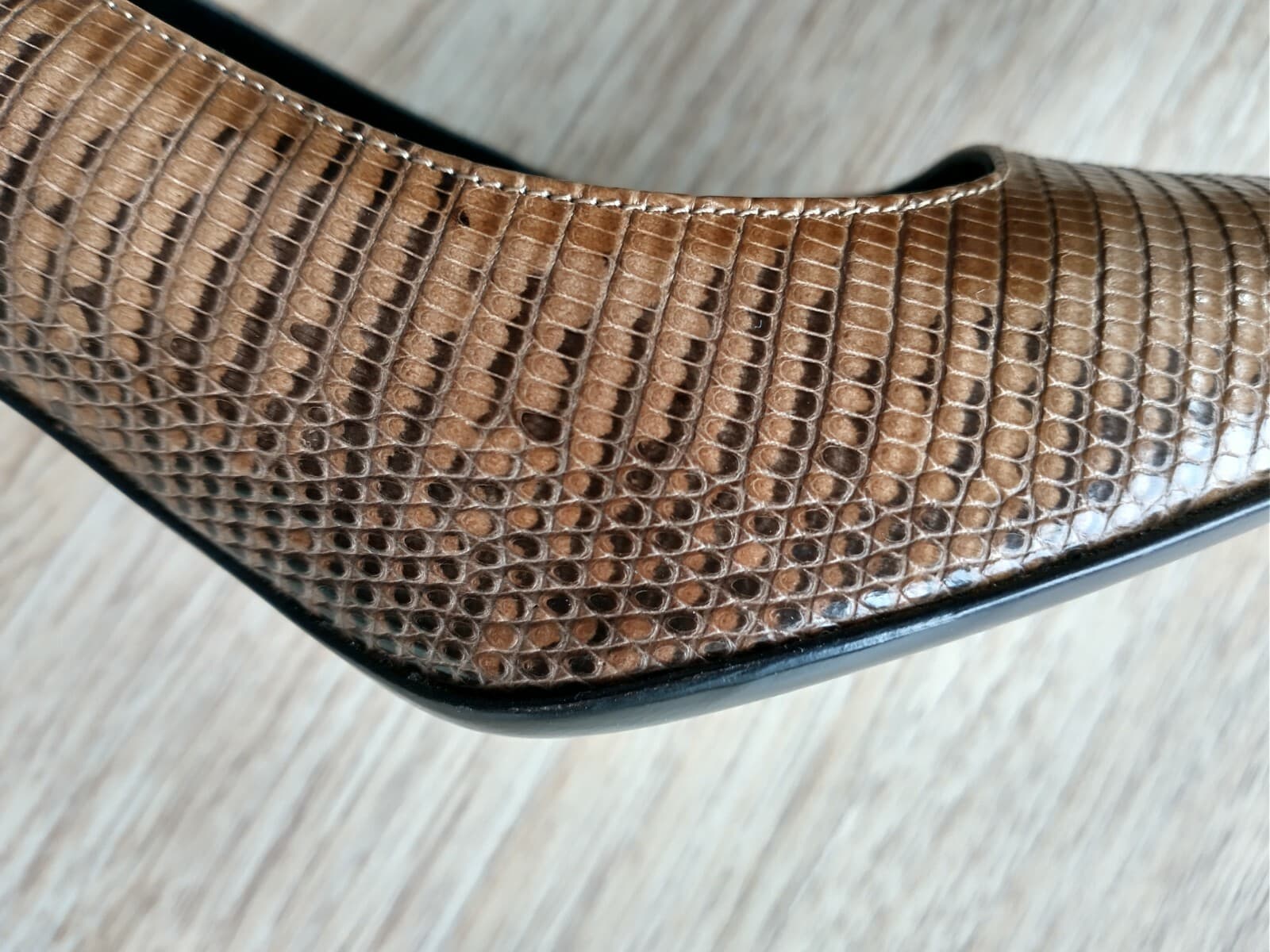 Escada $720 NWoB Leather Snake Skin 3"Heel Shoes Pointed Toe Brown US5.5 EU36 - Thumbnail 4