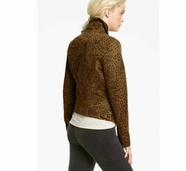 KUT from the Kloth Faux Suede Jacket Leopard Print Zip Pockets Sz.M - Thumbnail 7