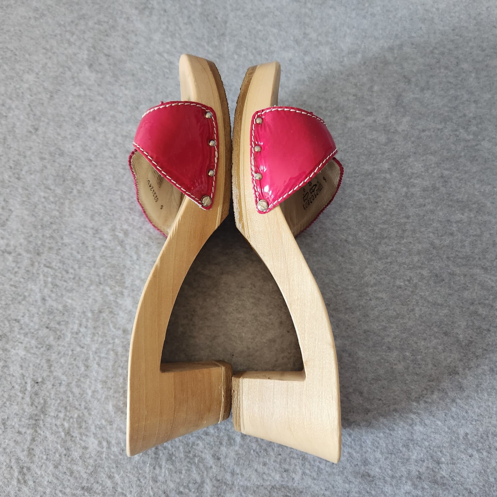 Berkemann Hamburg Germany Wooden Leather Sandals 2.5" Heel Buckle Pink UK6 US8 - Thumbnail 5