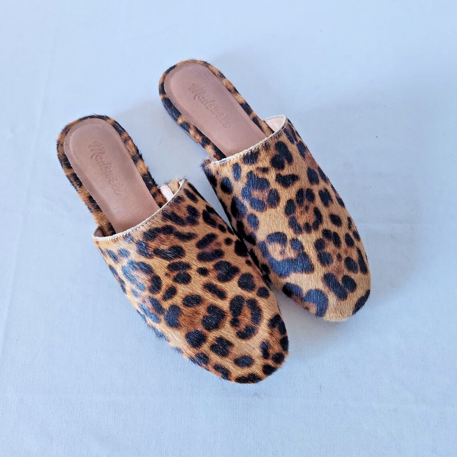 EUC Madewell Cory Mule Leopard Calf Hair Leather Slide-On Shoe Brown Women US7.5 - Thumbnail 2