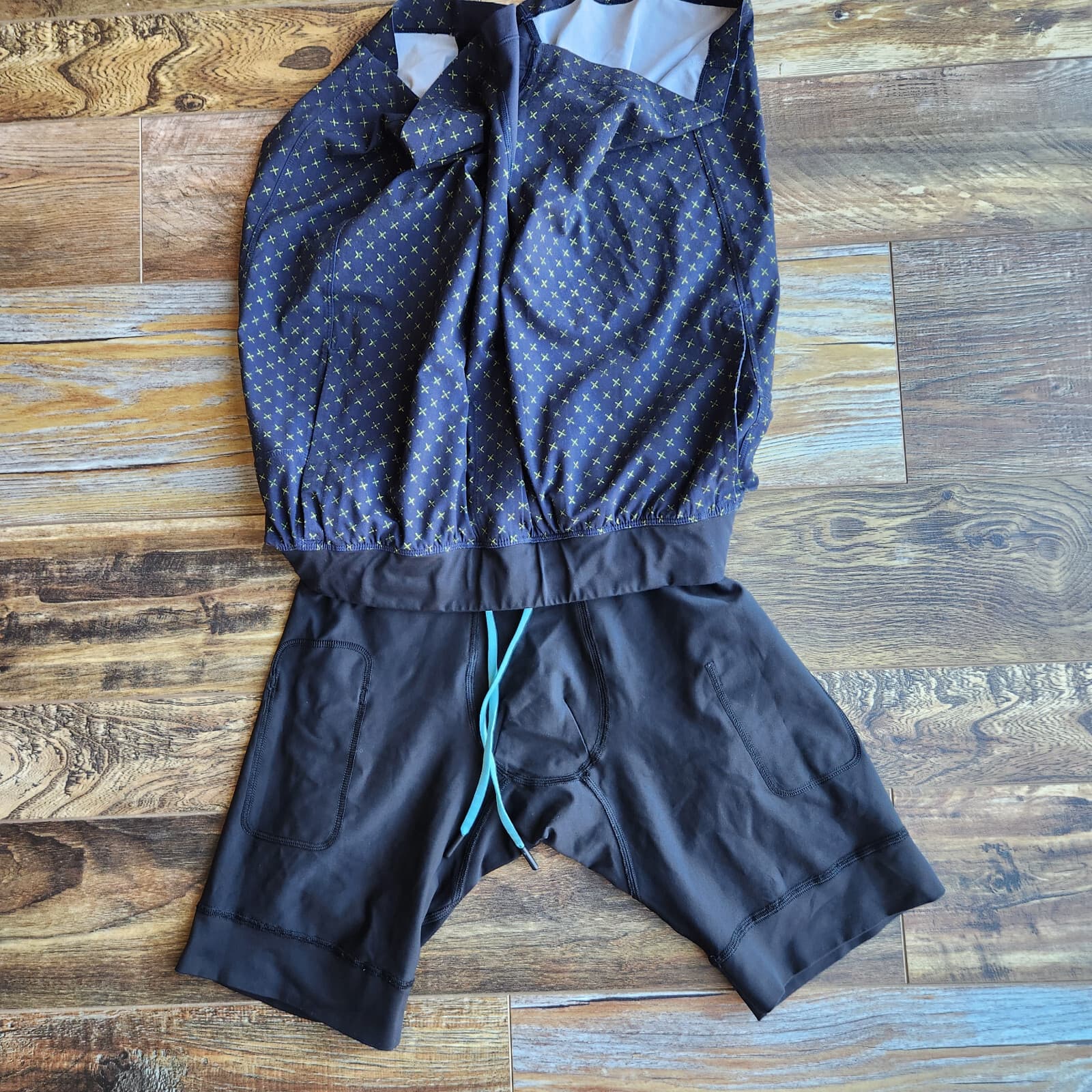 Lululemon T.H.E. Short Luxtreme Liner 9" Cross Me Split Pea Naval Blue Men's M - Thumbnail 9