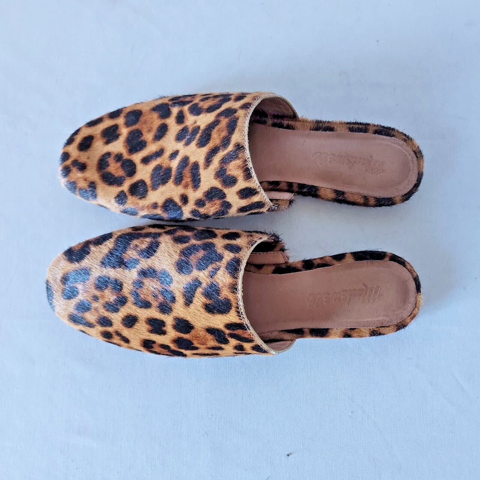 EUC Madewell Cory Mule Leopard Calf Hair Leather Slide-On Shoe Brown Women US7.5 - Thumbnail 4