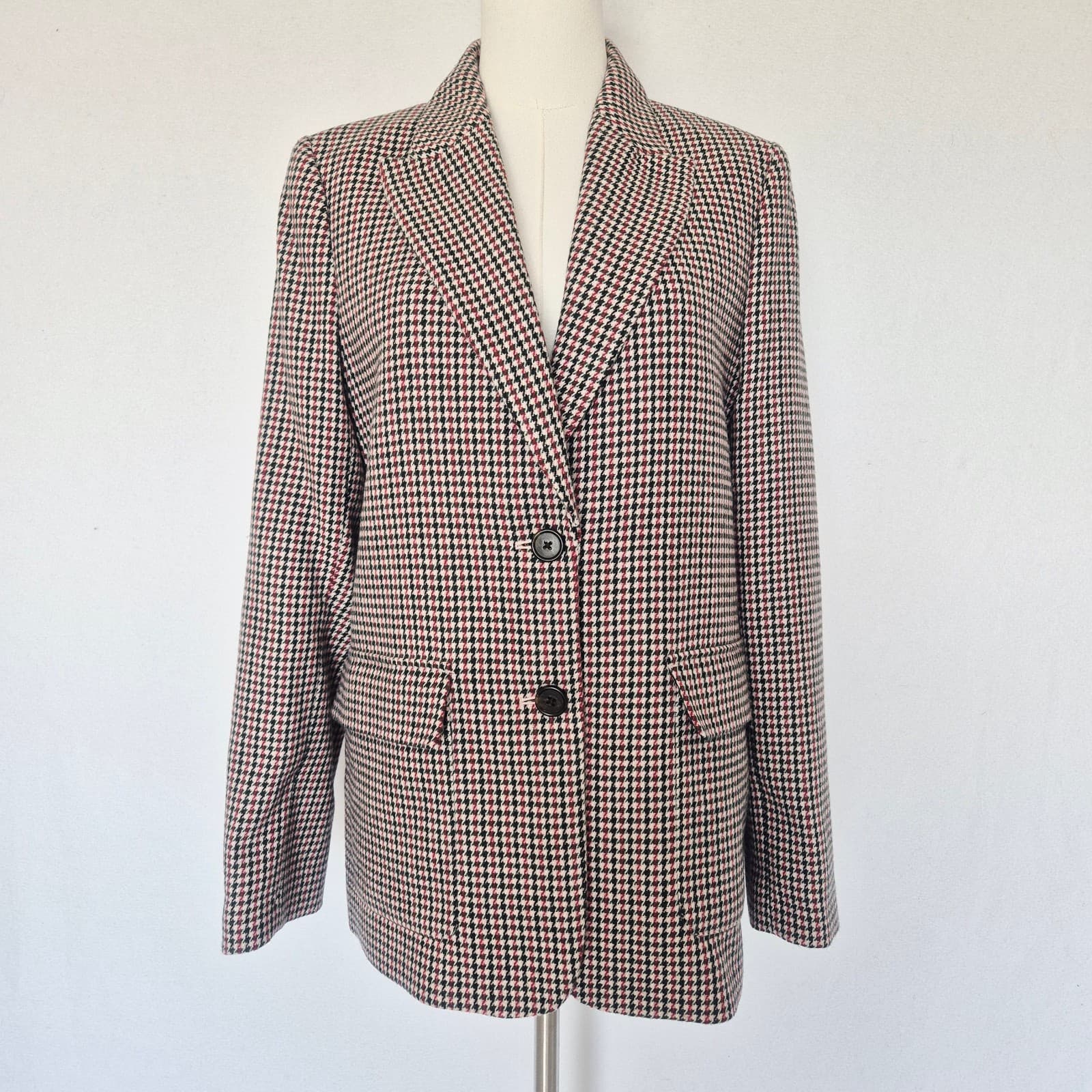 NWT J.Crew Lanificio Nello Gori Italian Wool Houndstooth Boyfriend Blazer Size 8 - Thumbnail 2