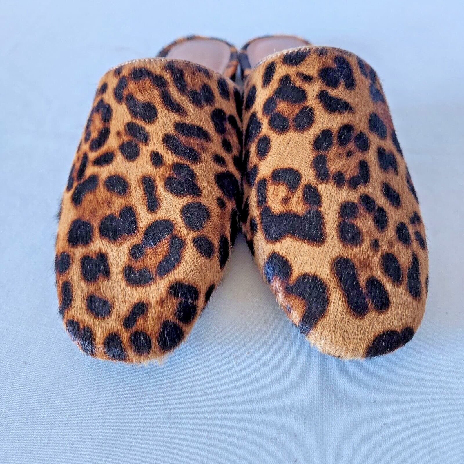 EUC Madewell Cory Mule Leopard Calf Hair Leather Slide-On Shoe Brown Women US7.5 - Thumbnail 8