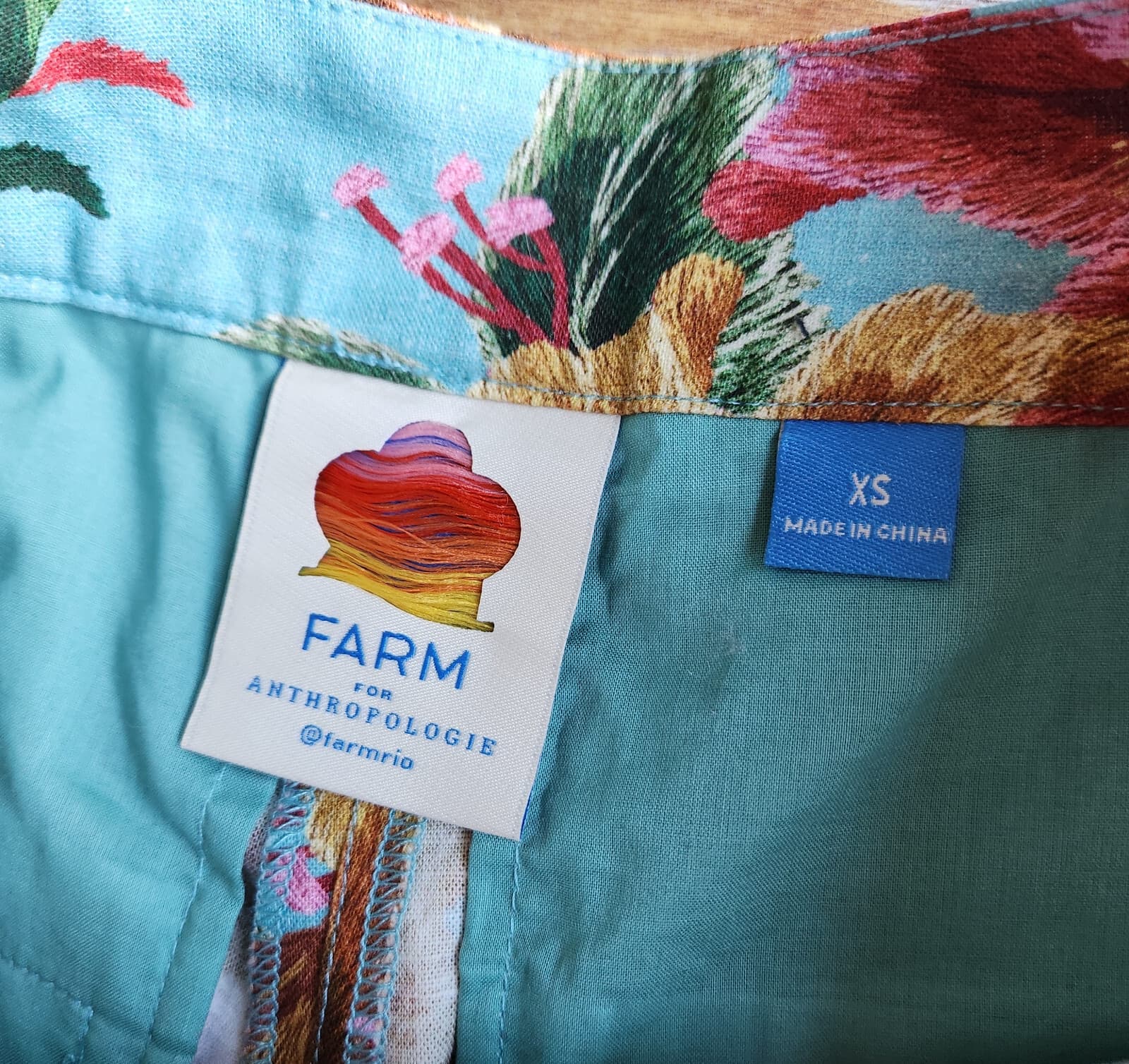 NWoT Farm Rio Anthropologie Melanie Floral Bermuda Shorts Linen Blend Blue XS - Thumbnail 12