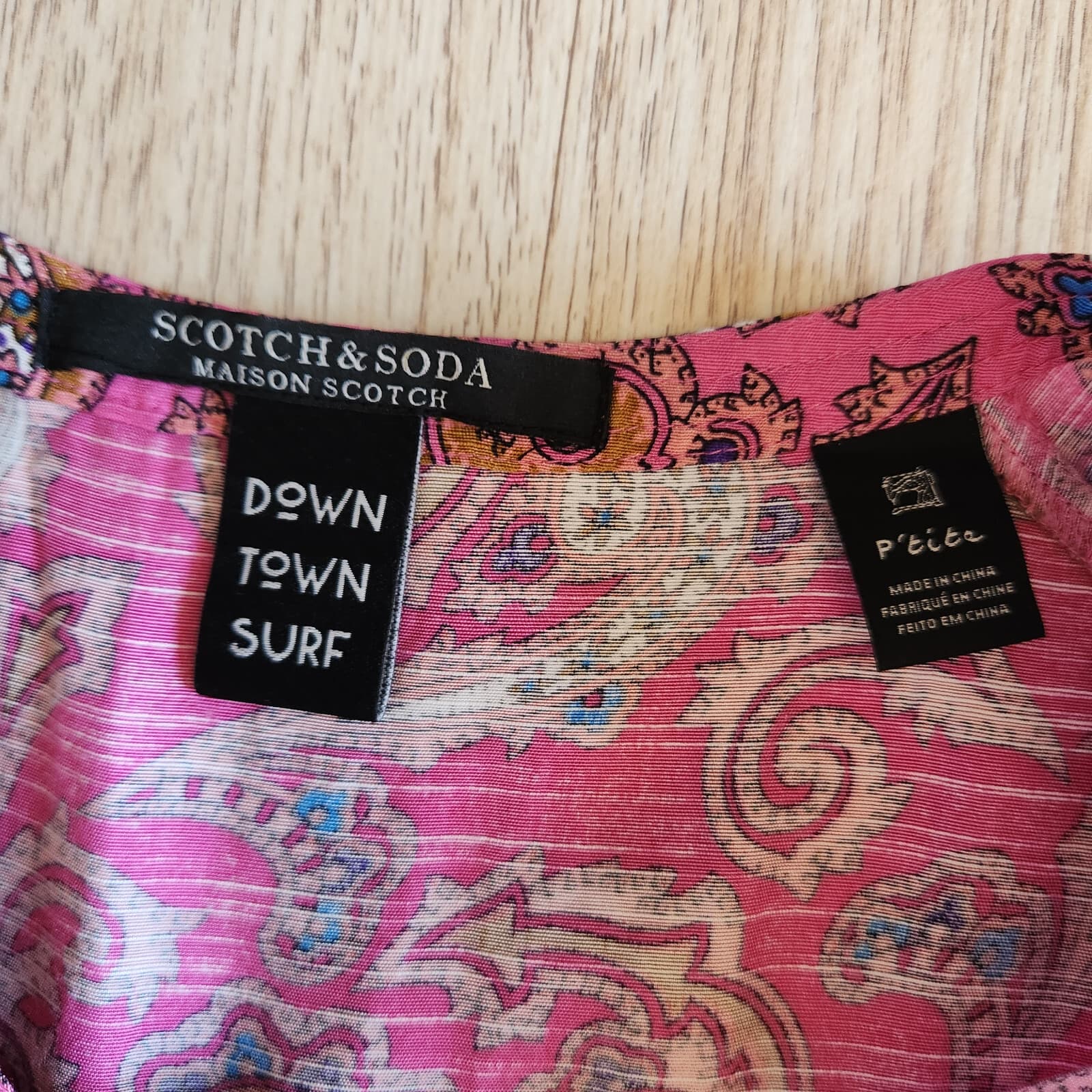 SCOTCH & SODA MAISON SCOTCH Downtown Surf Mini Dress Pink Paisley Women's P'tite - Thumbnail 7