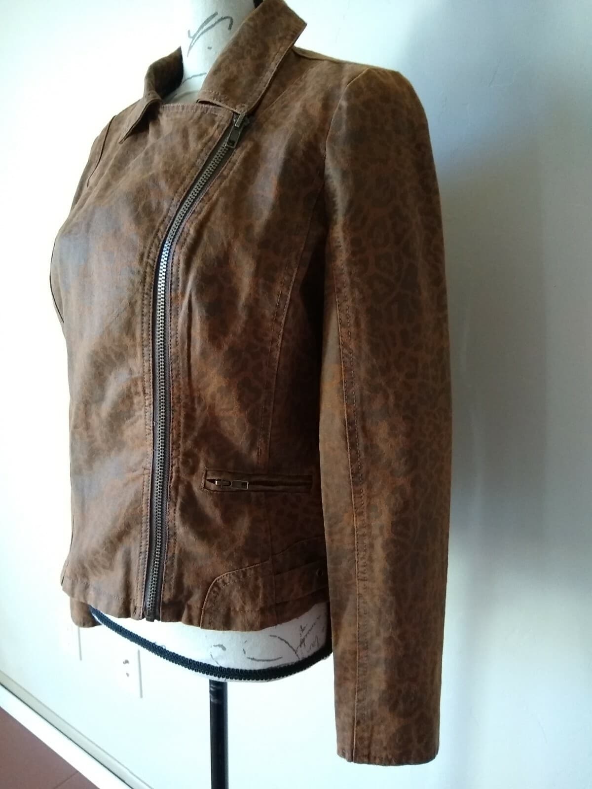 KUT from the Kloth Faux Suede Jacket Leopard Print Zip Pockets Sz.M - Thumbnail 5