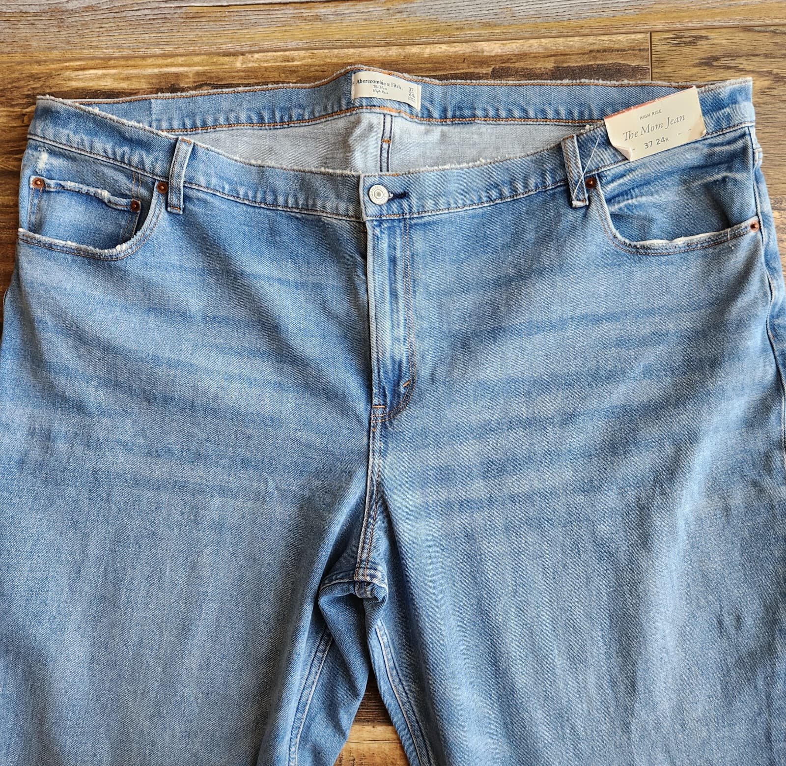NWT Abercrombie & Fitch The Mom High Rise Jean Cropped Stretch Blue Women 37 24R - Thumbnail 3
