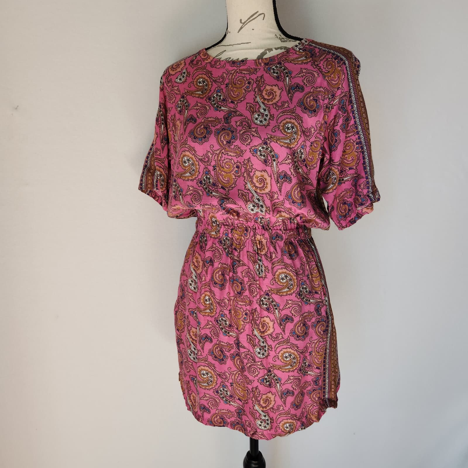 SCOTCH & SODA MAISON SCOTCH Downtown Surf Mini Dress Pink Paisley Women's P'tite - Thumbnail 2