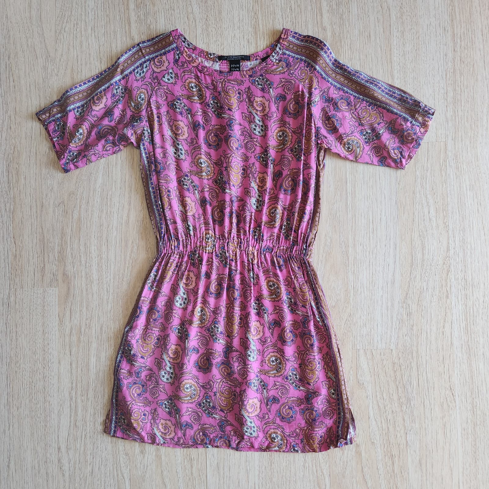 SCOTCH & SODA MAISON SCOTCH Downtown Surf Mini Dress Pink Paisley Women's P'tite - Thumbnail 5