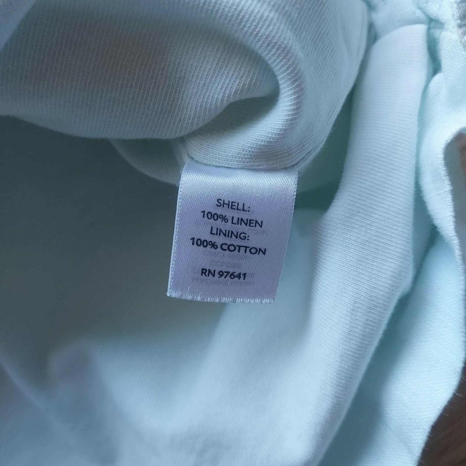 J.Jill 100% Linen Knit Lined Top Pullover Long Sleeve 1/4 Button Mint Green XS - Thumbnail 9