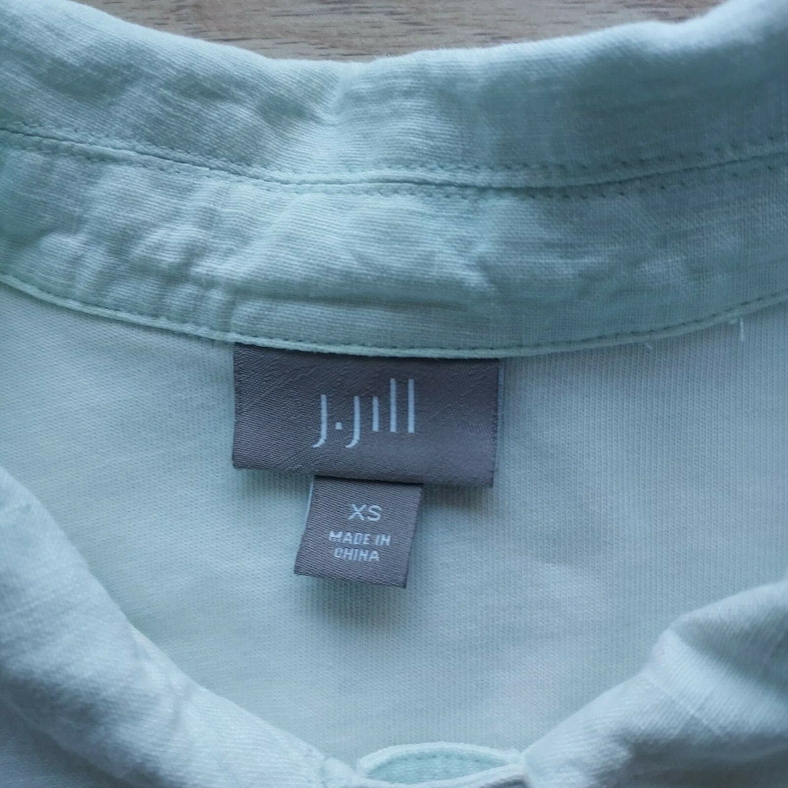 J.Jill 100% Linen Knit Lined Top Pullover Long Sleeve 1/4 Button Mint Green XS - Thumbnail 8