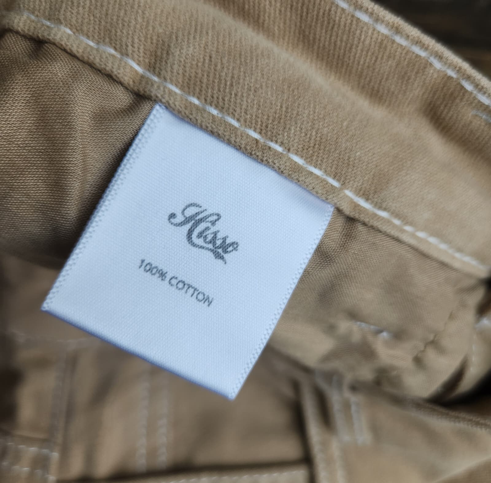 HISSO Wide Leg High Rise Hong Kong Street Pants Zip Pocket Cotton Brown Unisex M - Thumbnail 10