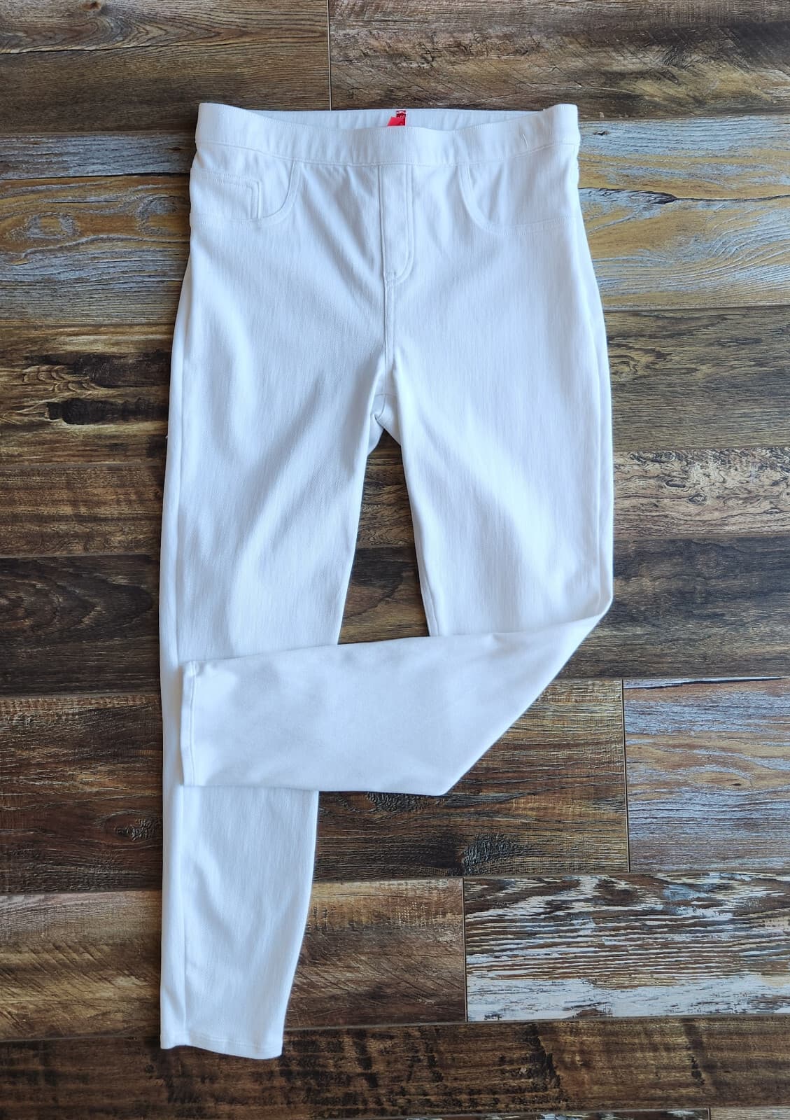 NWoT SPANX $98 Jean-ish Ankle Legging Tummy Control Back Pocket White Twill Sz.L - Thumbnail 3