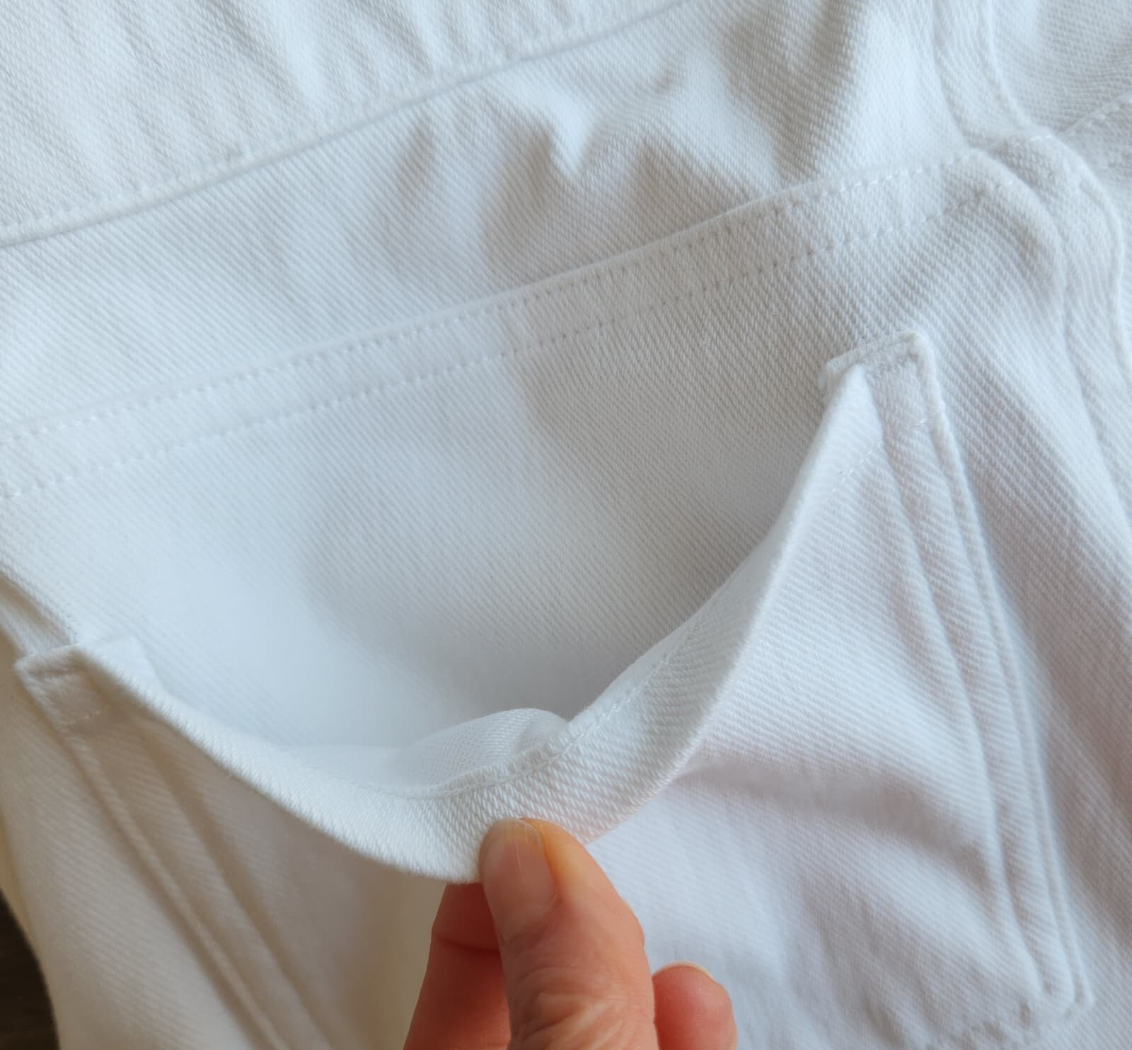 NWoT SPANX $98 Jean-ish Ankle Legging Tummy Control Back Pocket White Twill Sz.L - Thumbnail 9