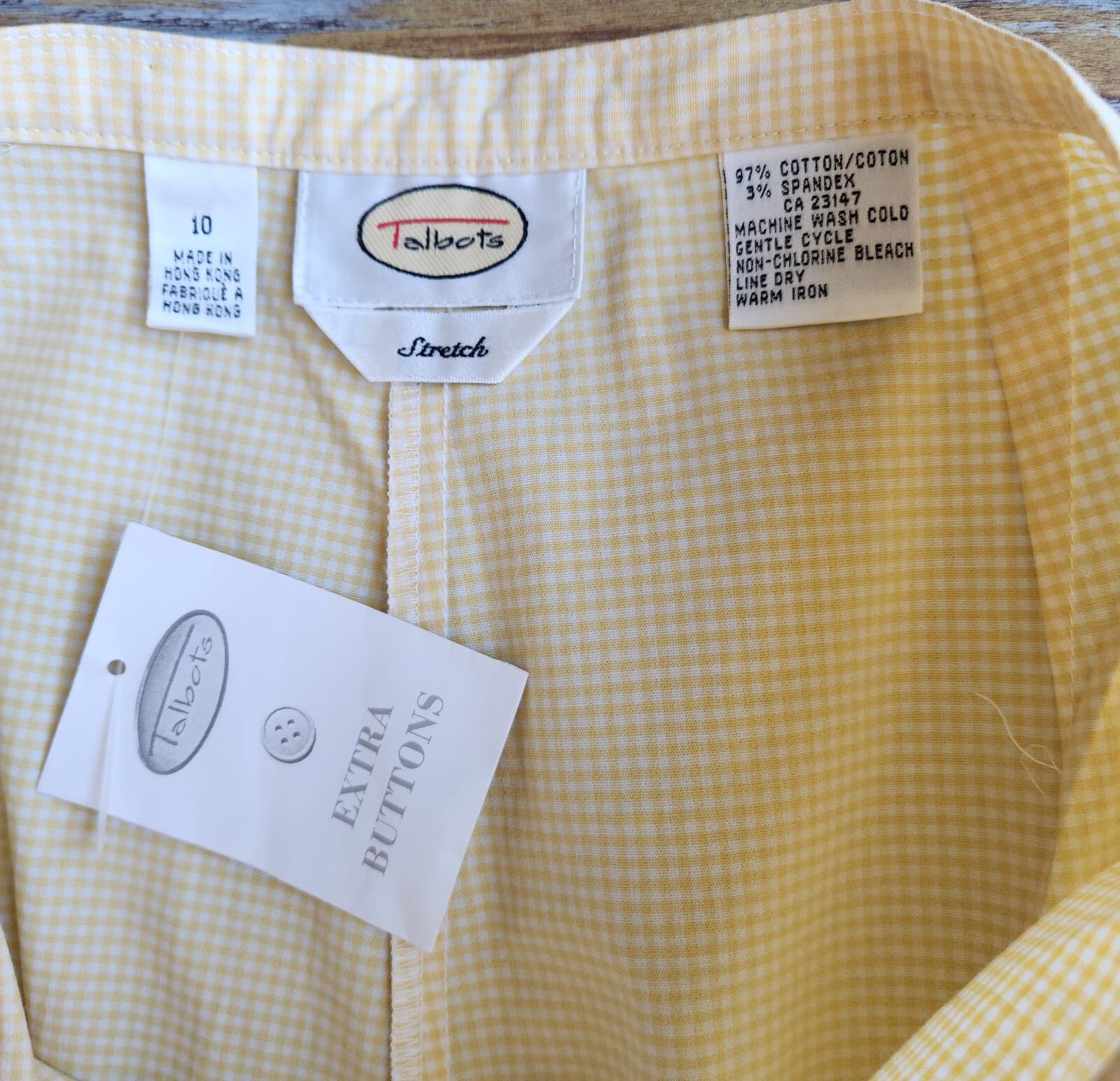 Vintage NWT Talbots Gingham Stretch Tapered Pants Yellow Cotton Blend Women's 10 - Thumbnail 7
