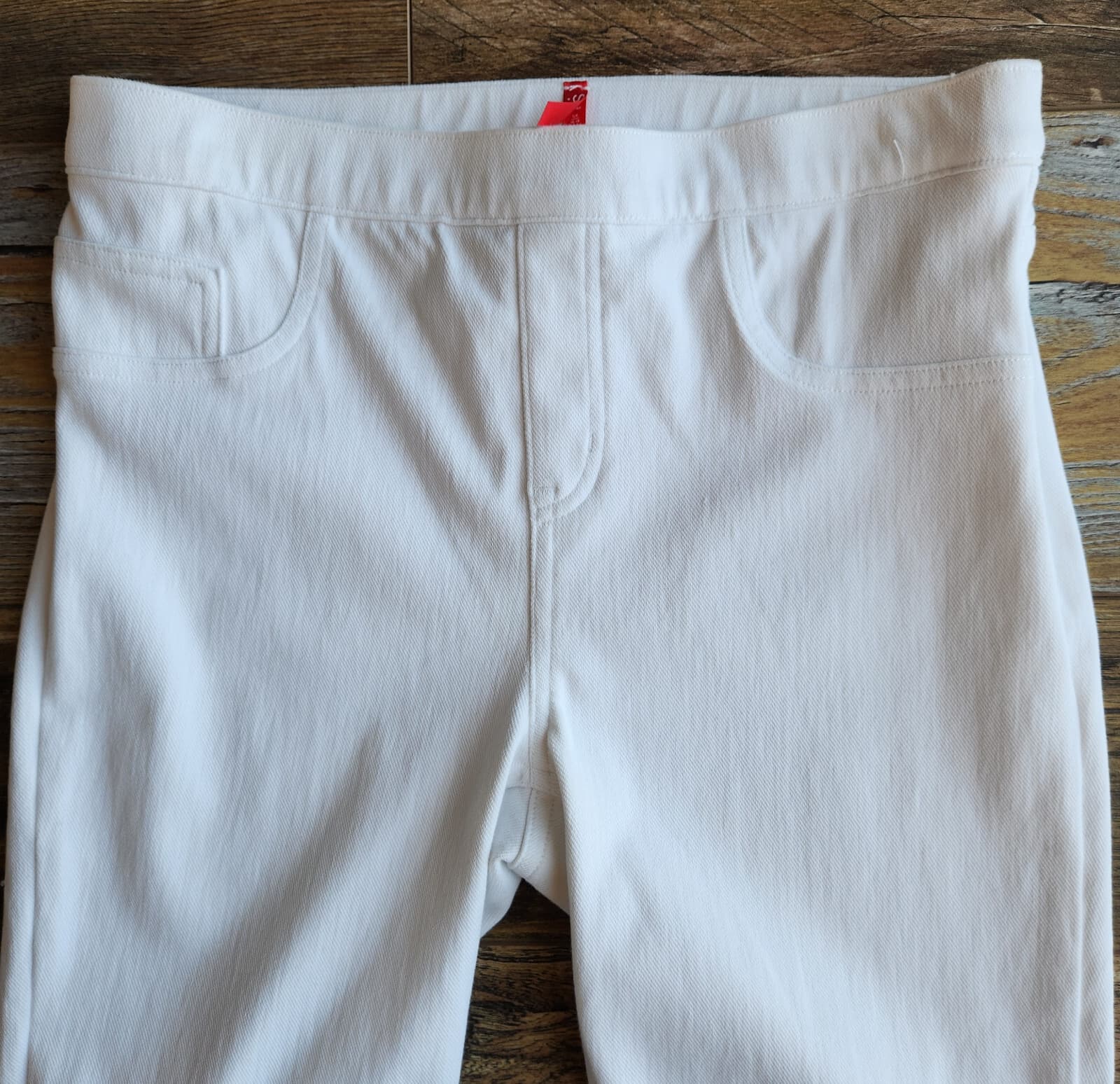 NWoT SPANX $98 Jean-ish Ankle Legging Tummy Control Back Pocket White Twill Sz.L - Thumbnail 5