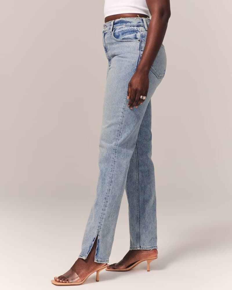 NWT Abercrombie & Fitch Curve Love Slim Straight Ultra High Rise Jean Split 36 - Thumbnail 14