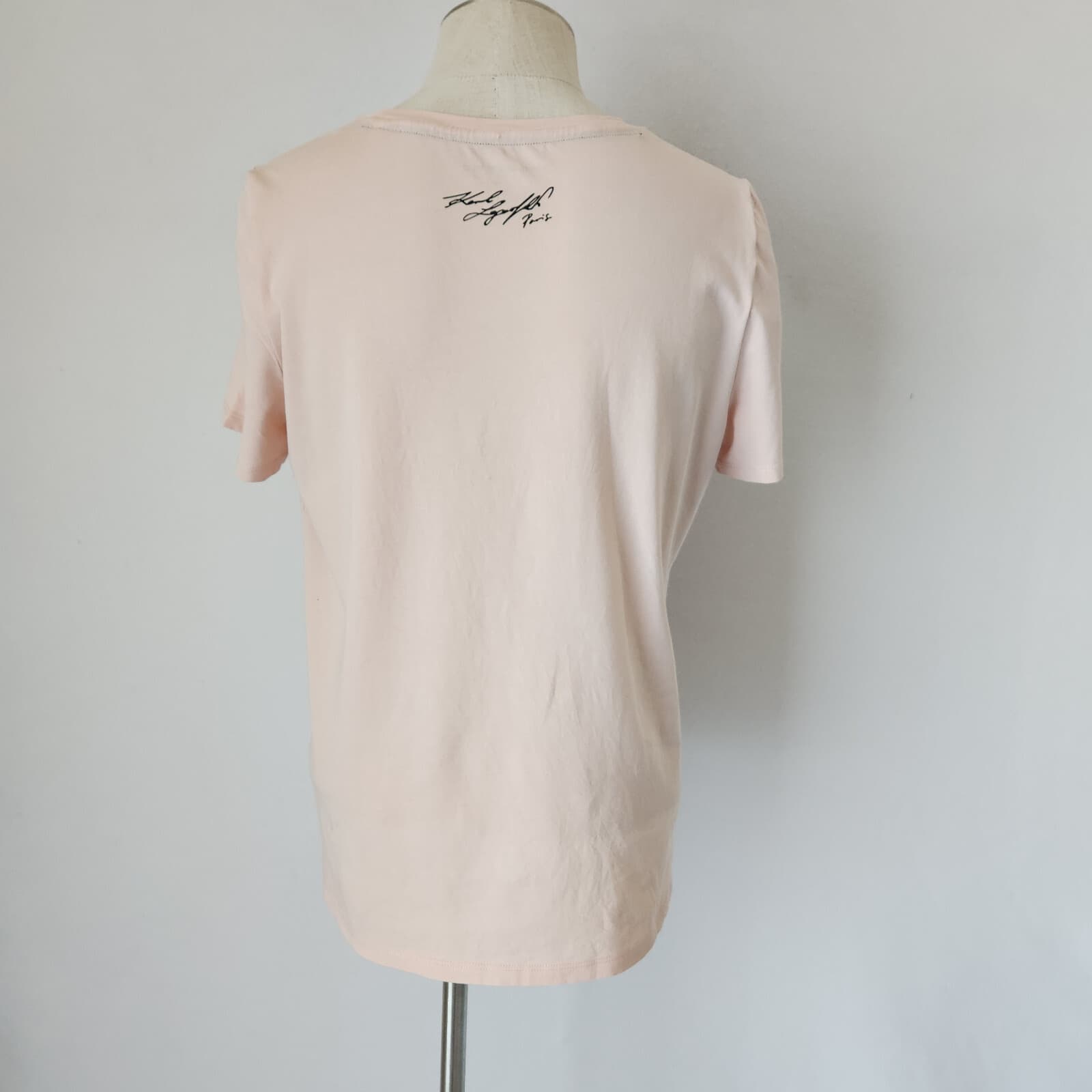 Karl Lagerfeld Paris City Scene Bead T-Shirt Short Sleeve Light Orange Women's M - Thumbnail 4