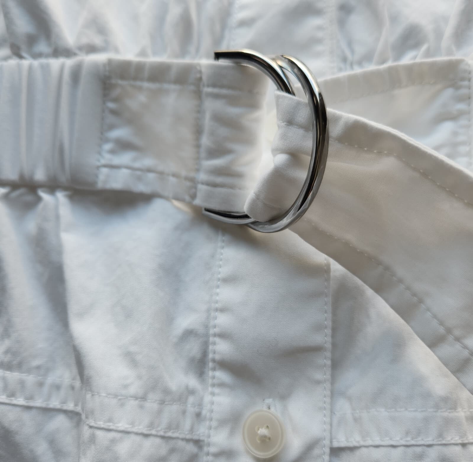 Derek Lam 10 Crosby Hadley Ruched Cotton Poplin Mini Shirt Dress Belted White 6 - Thumbnail 12