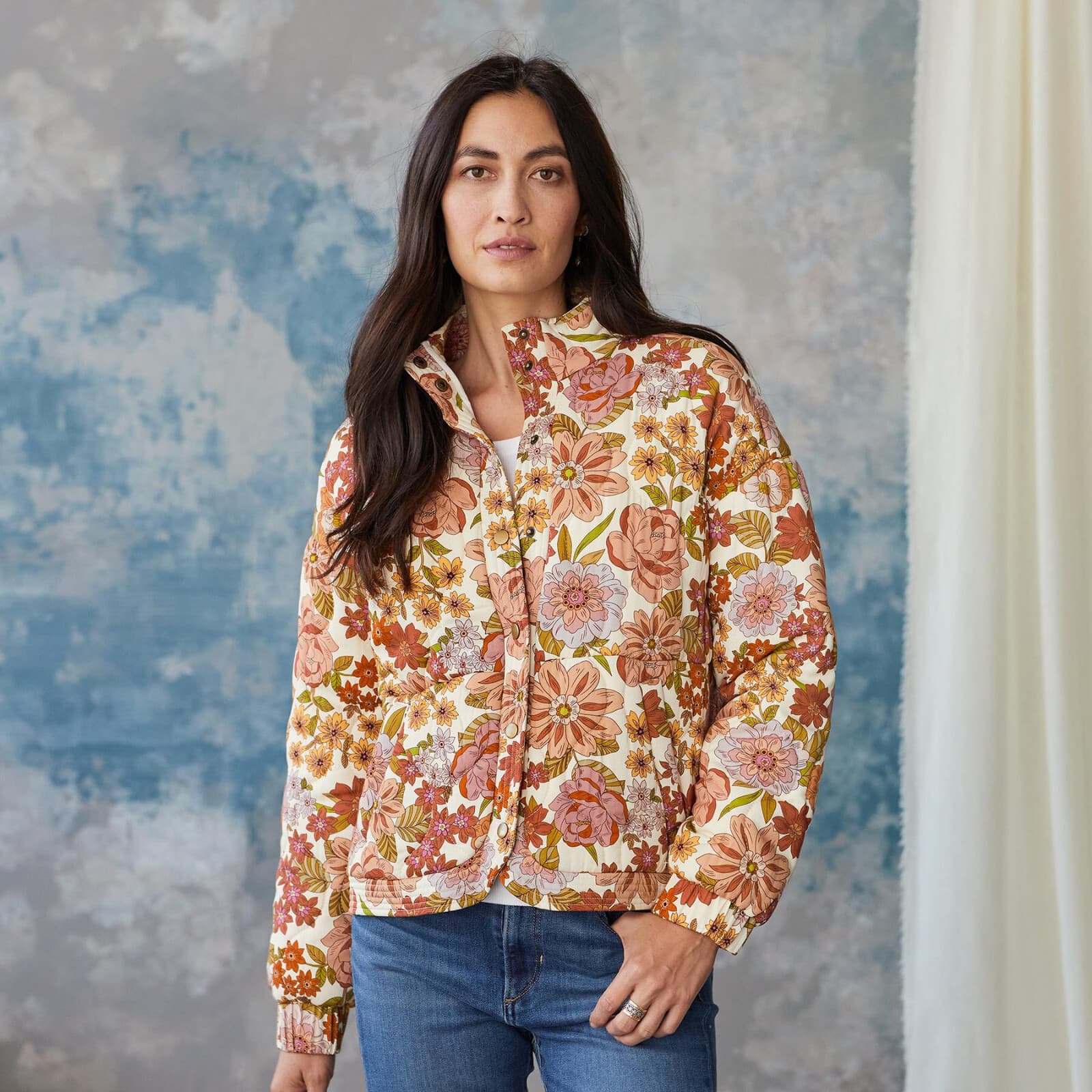 NWT Salt Water Luxe Garden at Dawn Floral Quilted Jacket Snap Pocket Sz.XL $128 - Thumbnail 7