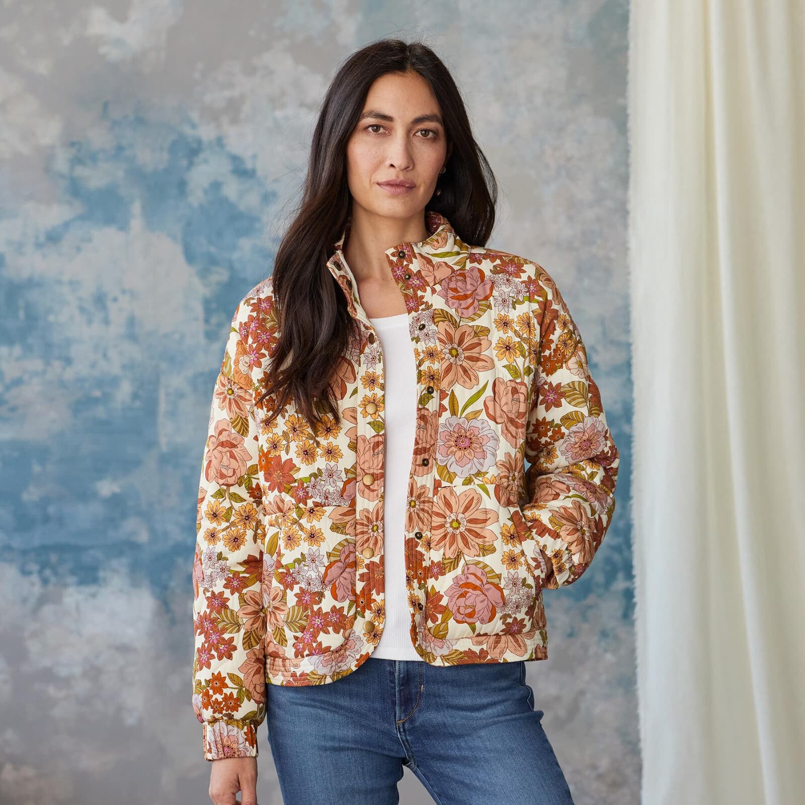 NWT Salt Water Luxe Garden at Dawn Floral Quilted Jacket Snap Pocket Sz.XL $128 - Thumbnail 6