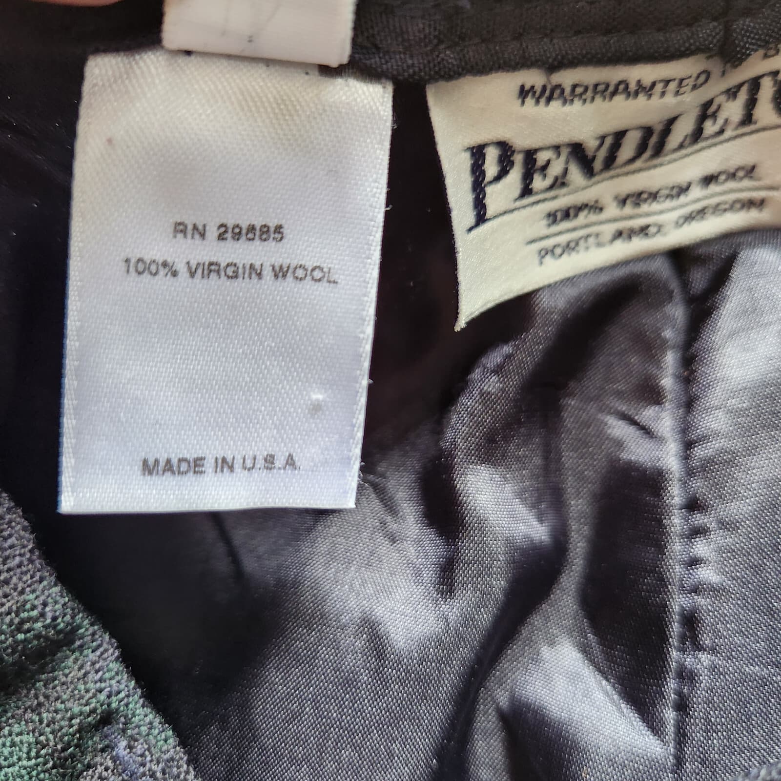 Vintage Pendleton 100%Virgin Wool Plaid Pants Pocket Zip Green Blue Women 12 USA - Thumbnail 8