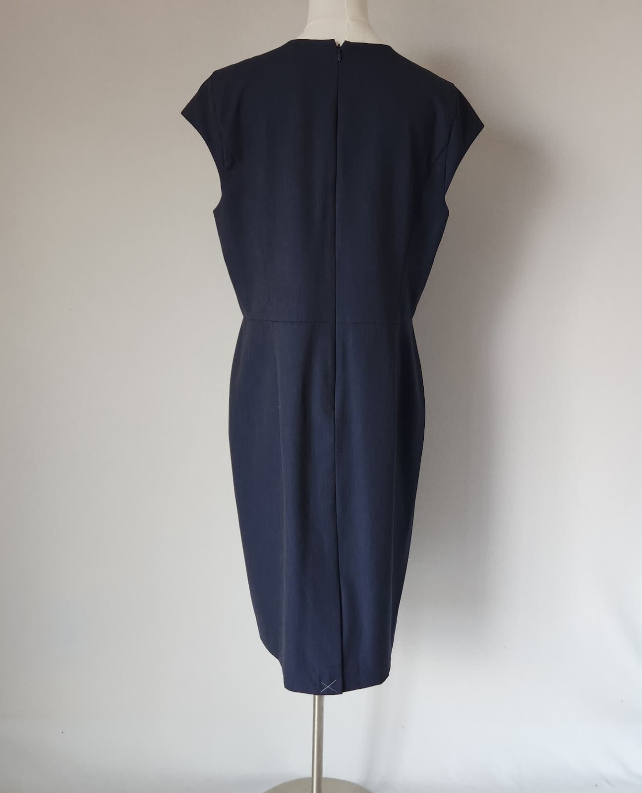 NEW Ann Taylor Sheath Dress Knee Length V-Neck Cap Sleeve Stretch Navy Blue 14 - Thumbnail 7