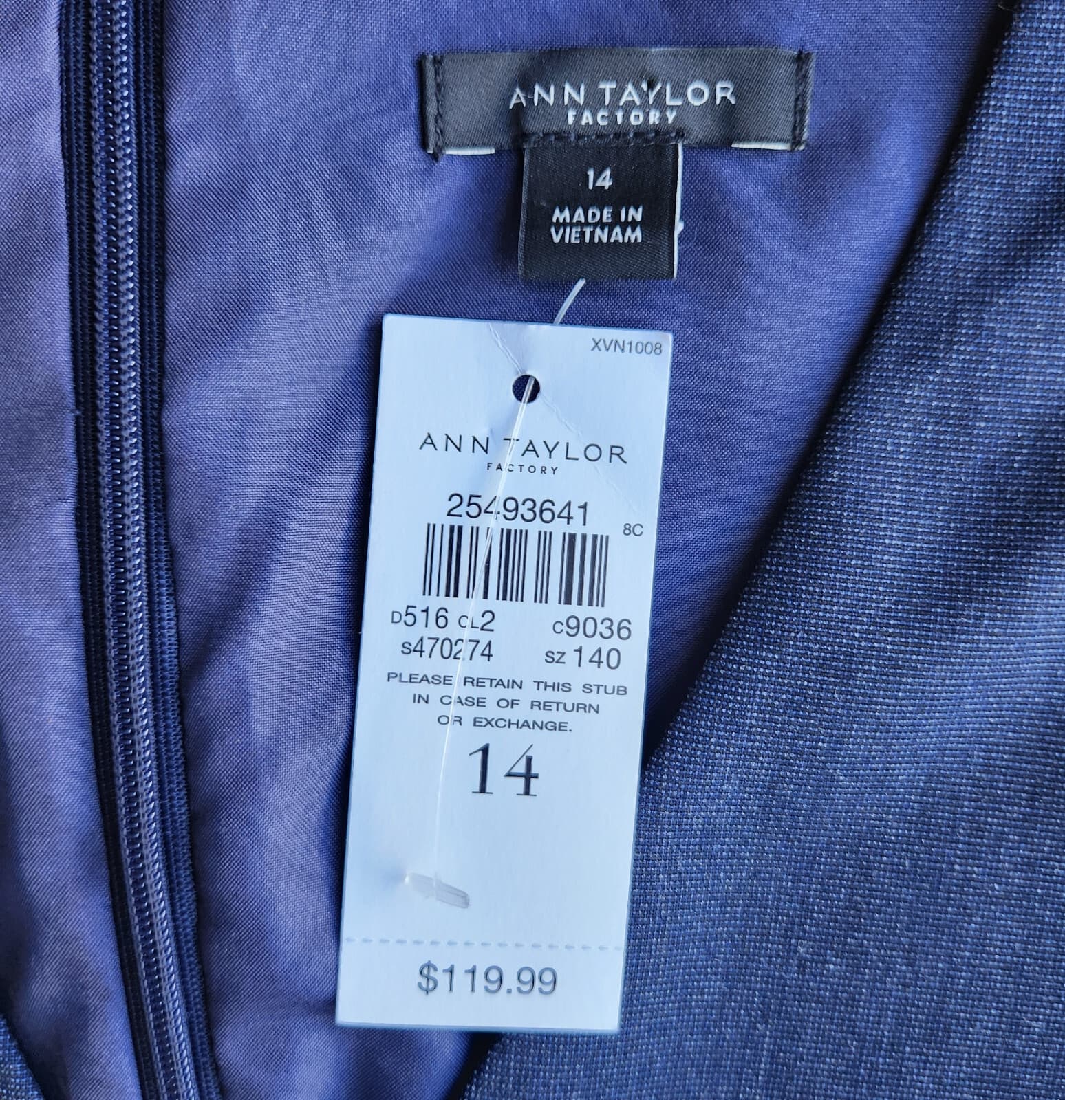 NEW Ann Taylor Sheath Dress Knee Length V-Neck Cap Sleeve Stretch Navy Blue 14 - Thumbnail 9