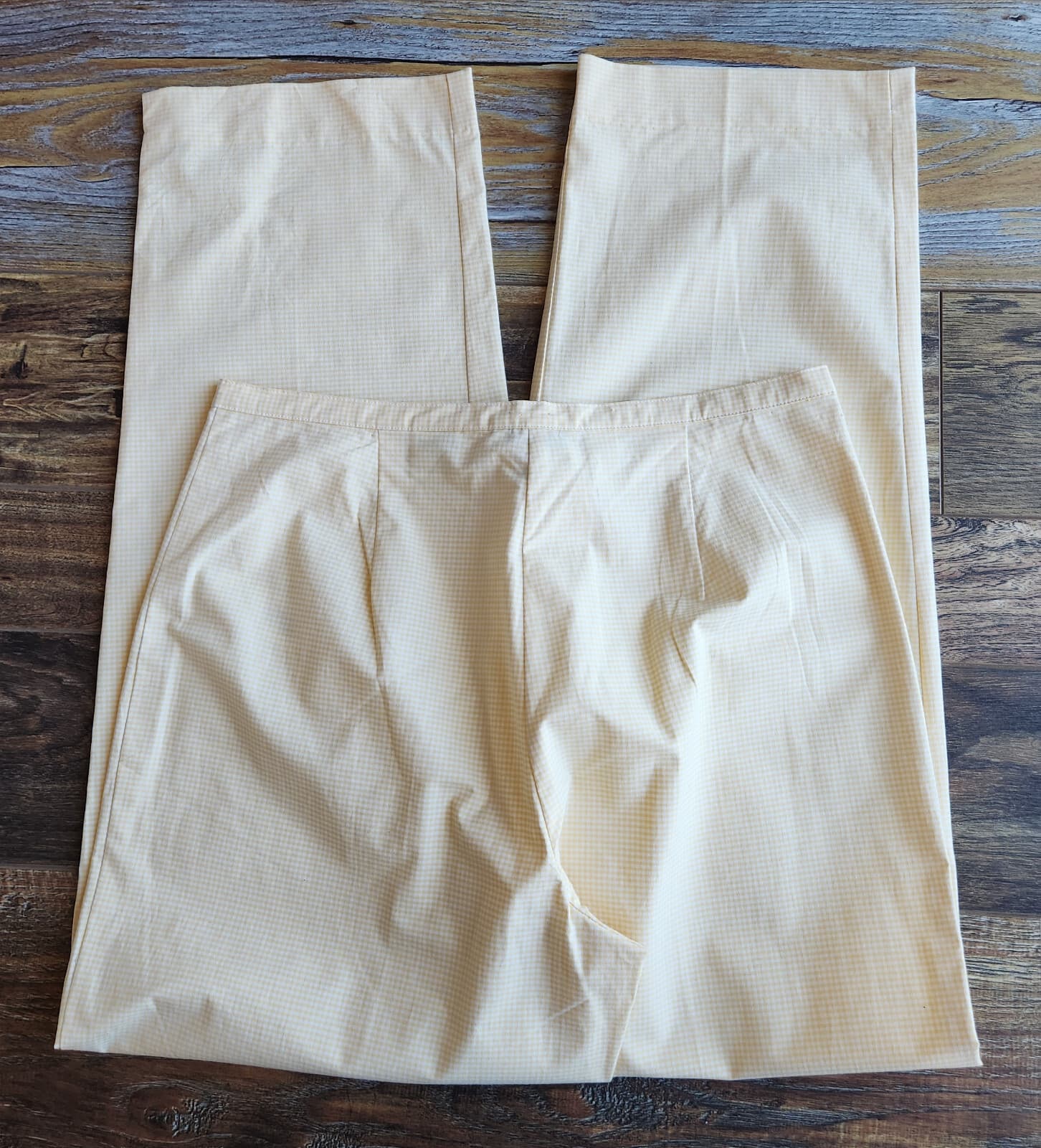 Vintage NWT Talbots Gingham Stretch Tapered Pants Yellow Cotton Blend Women's 10 - Thumbnail 6