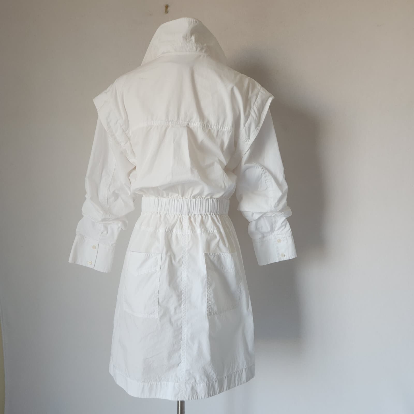 Derek Lam 10 Crosby Hadley Ruched Cotton Poplin Mini Shirt Dress Belted White 6 - Thumbnail 9