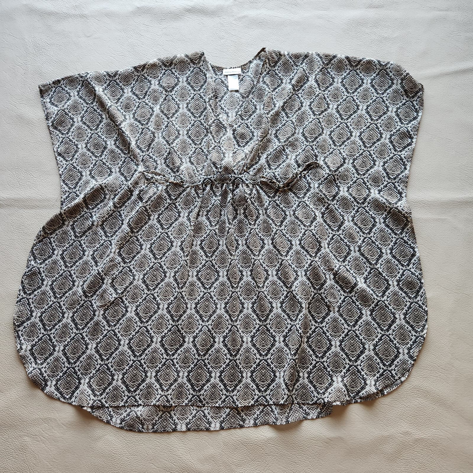 Tommy Bahama Snakeskin Printed Beach Swim Cover Up Sheer Chiffon Brown Sz.S/M - Thumbnail 10
