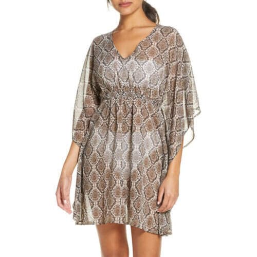 Tommy Bahama Snakeskin Printed Beach Swim Cover Up Sheer Chiffon Brown Sz.S/M - Thumbnail 2