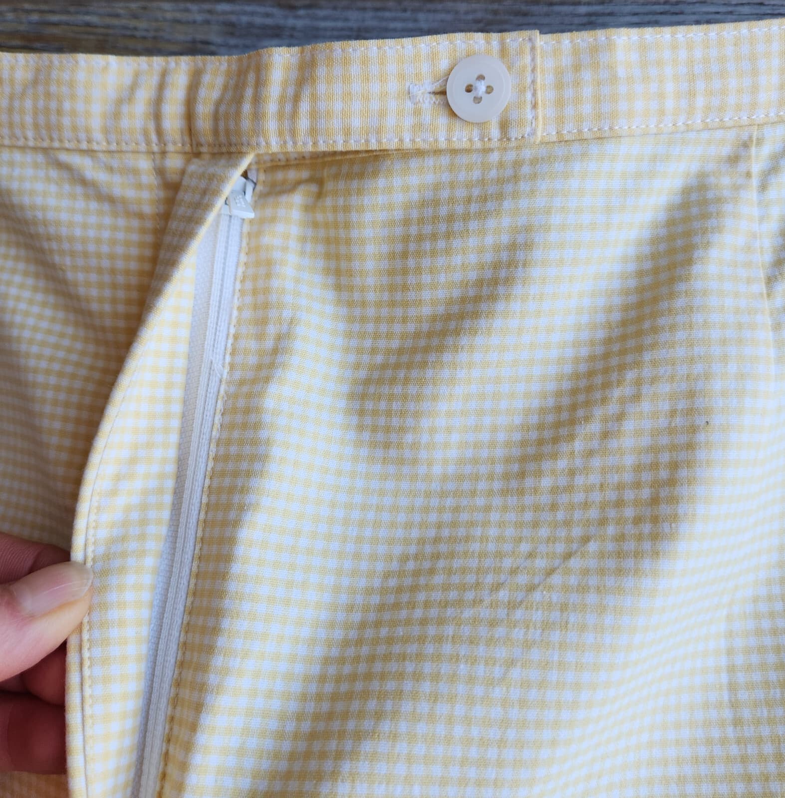 Vintage NWT Talbots Gingham Stretch Tapered Pants Yellow Cotton Blend Women's 10 - Thumbnail 5