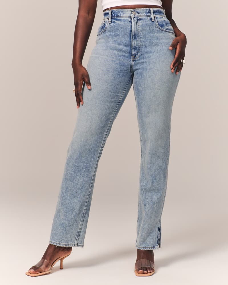 NWT Abercrombie & Fitch Curve Love Slim Straight Ultra High Rise Jean Split 36 - Thumbnail 13