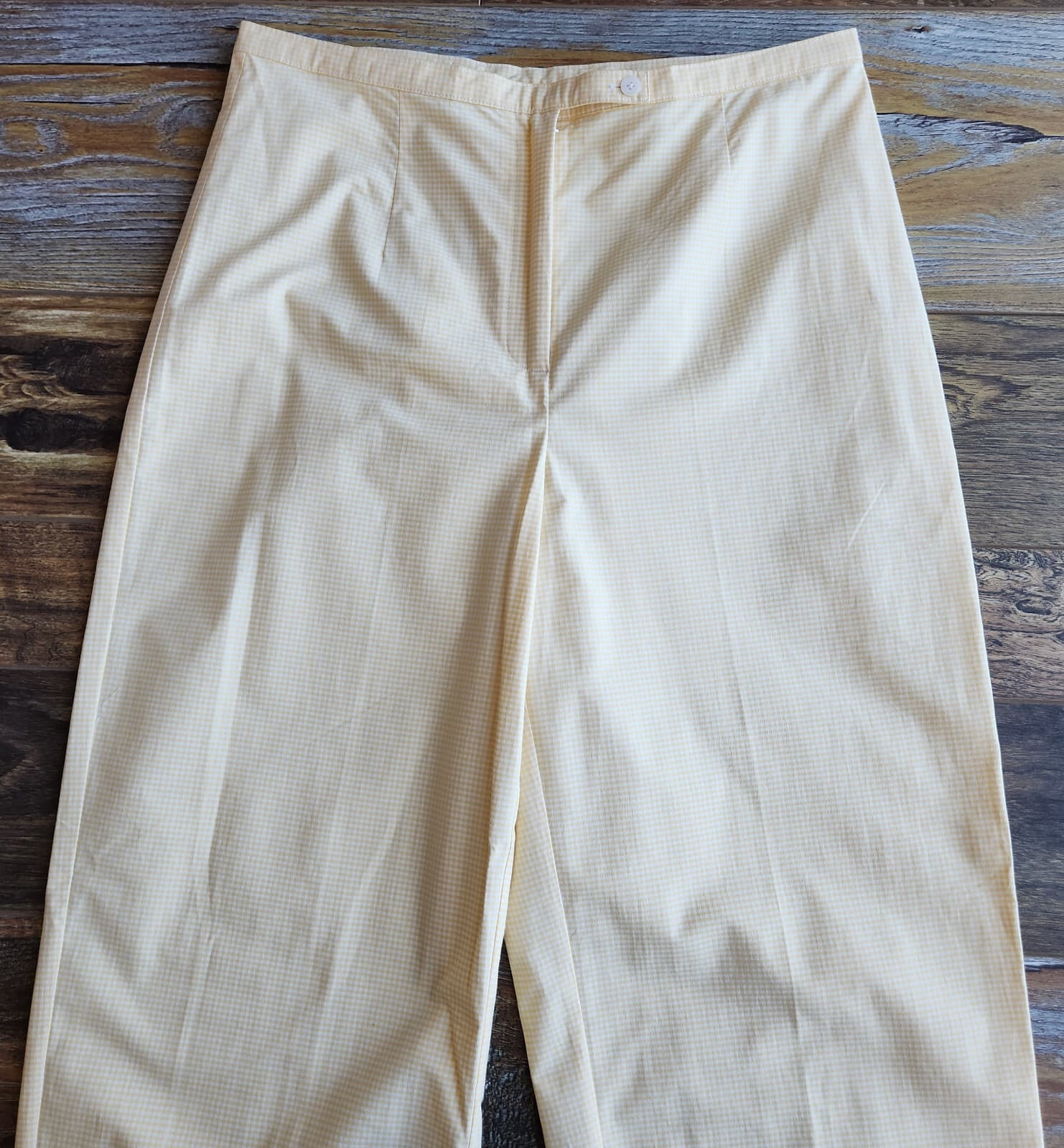 Vintage NWT Talbots Gingham Stretch Tapered Pants Yellow Cotton Blend Women's 10 - Thumbnail 2