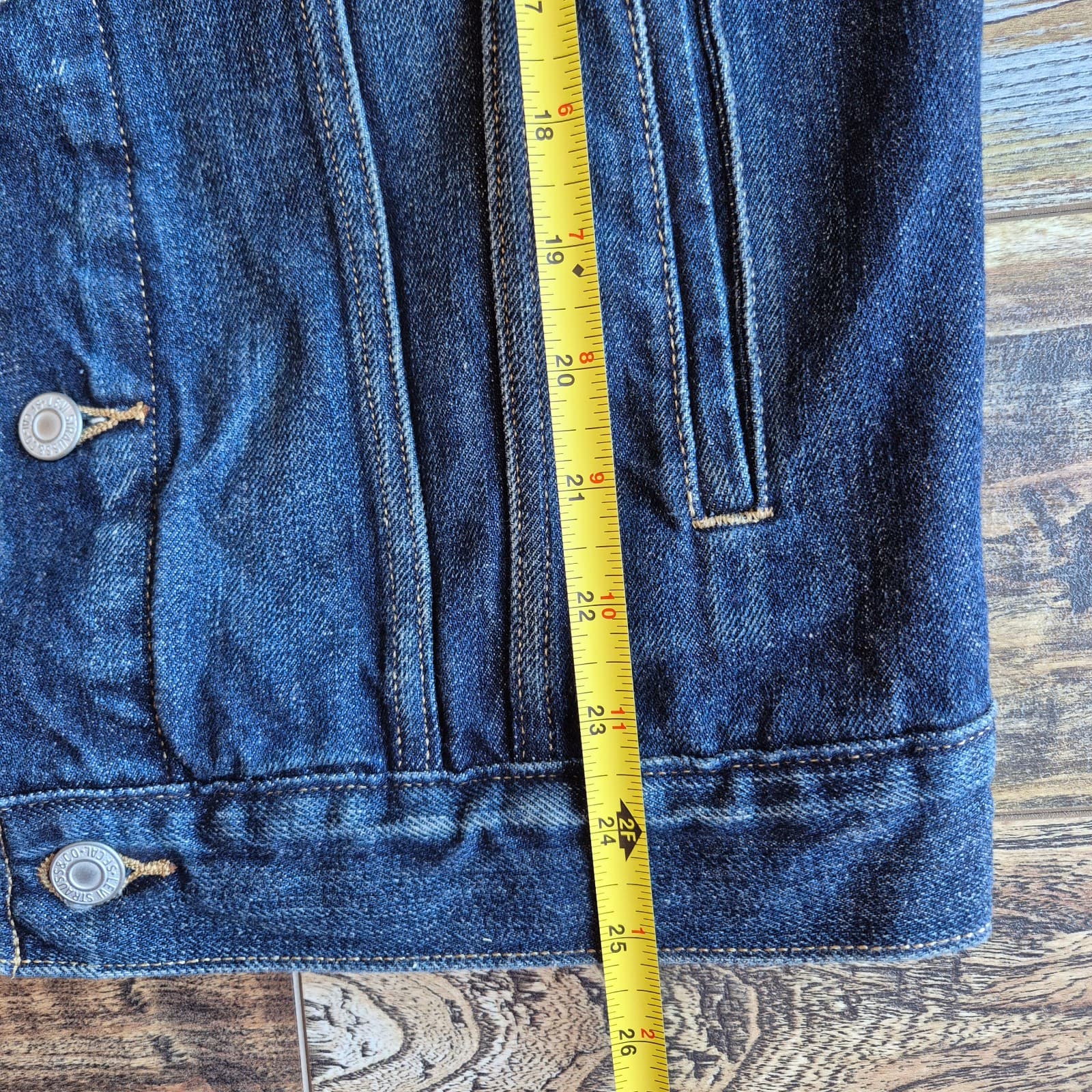Levi's Blue Denim Trucker Vest Jacket Metal-Button Point Collar Pocket Men's S - Thumbnail 10